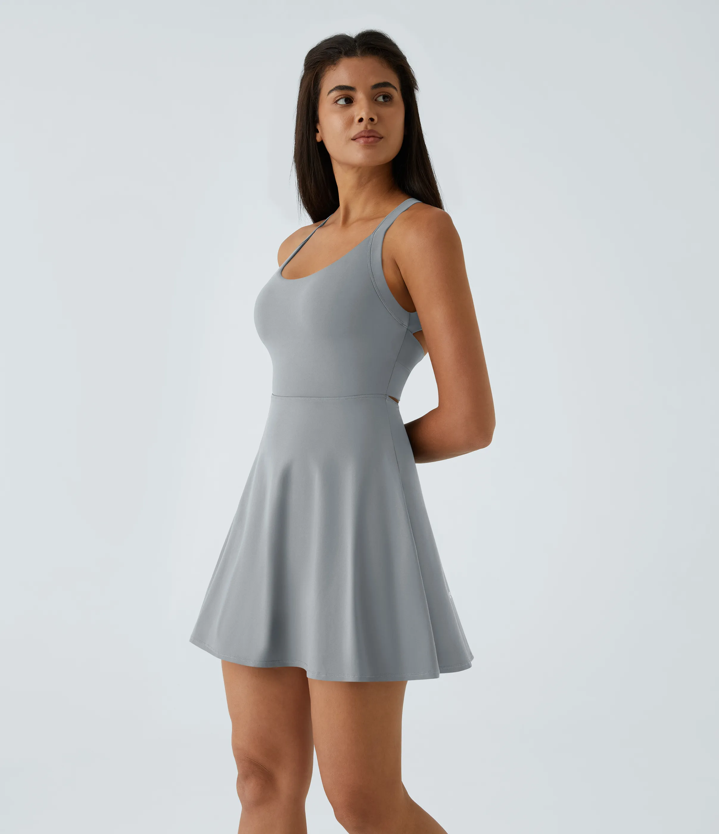 Halara Vestido activo baile vuelo retorcido sin espalda-Longitud más larga-Edición Easy Peezy - Quarry - S sold by Halara product image thumbnail 4