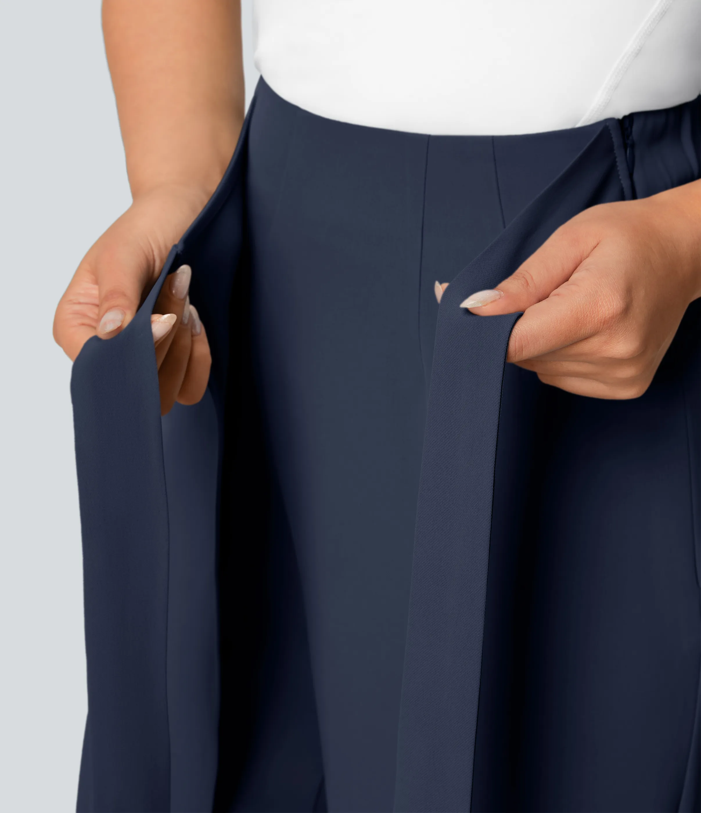 Halara Pantalón oficina pierna ancha cremallera invisible tiro alto lazo lateral - Peacoat - L(tall) sold by Halara product image thumbnail 5