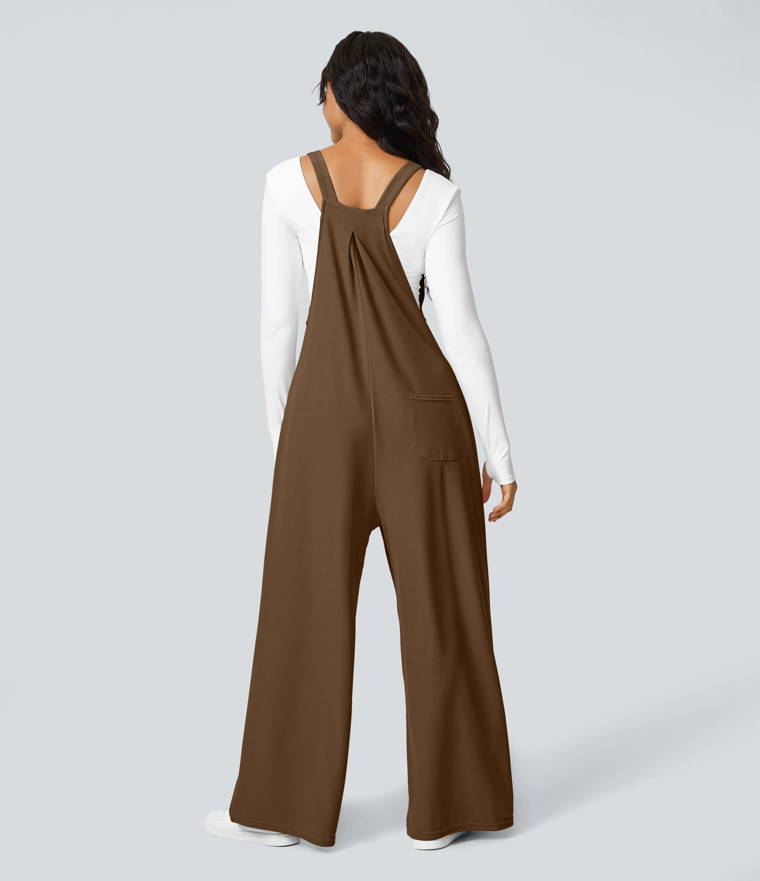 Halara Overol botón correa ajustable bolsillo múltiple gofre plisado - Partridge - L(regular) sold by Halara product image thumbnail 4