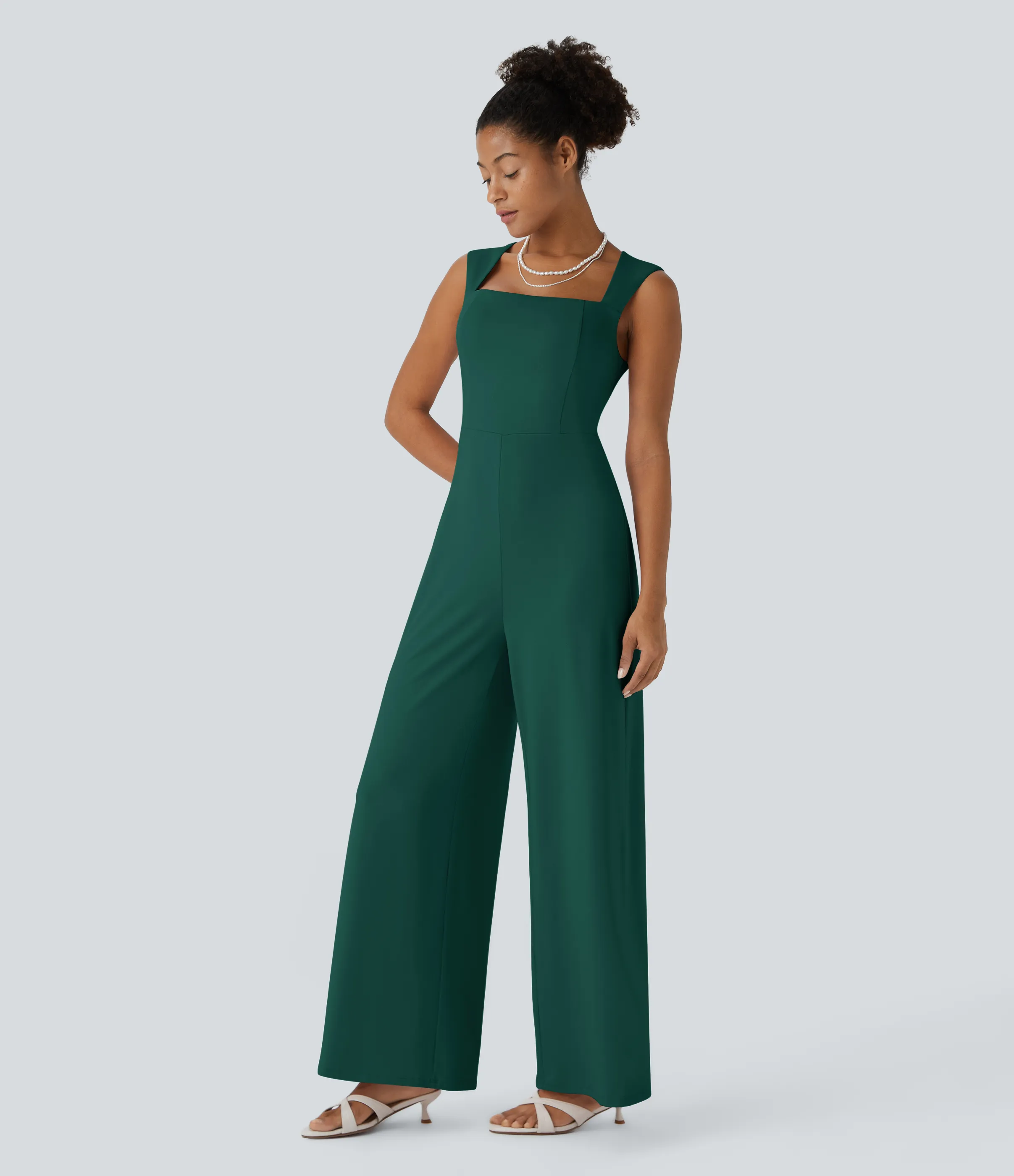 Halara Mono sin mangas cuello cuadrado dama honor invitada boda - Rain Forest - S(petite) sold by Halara product image thumbnail 4