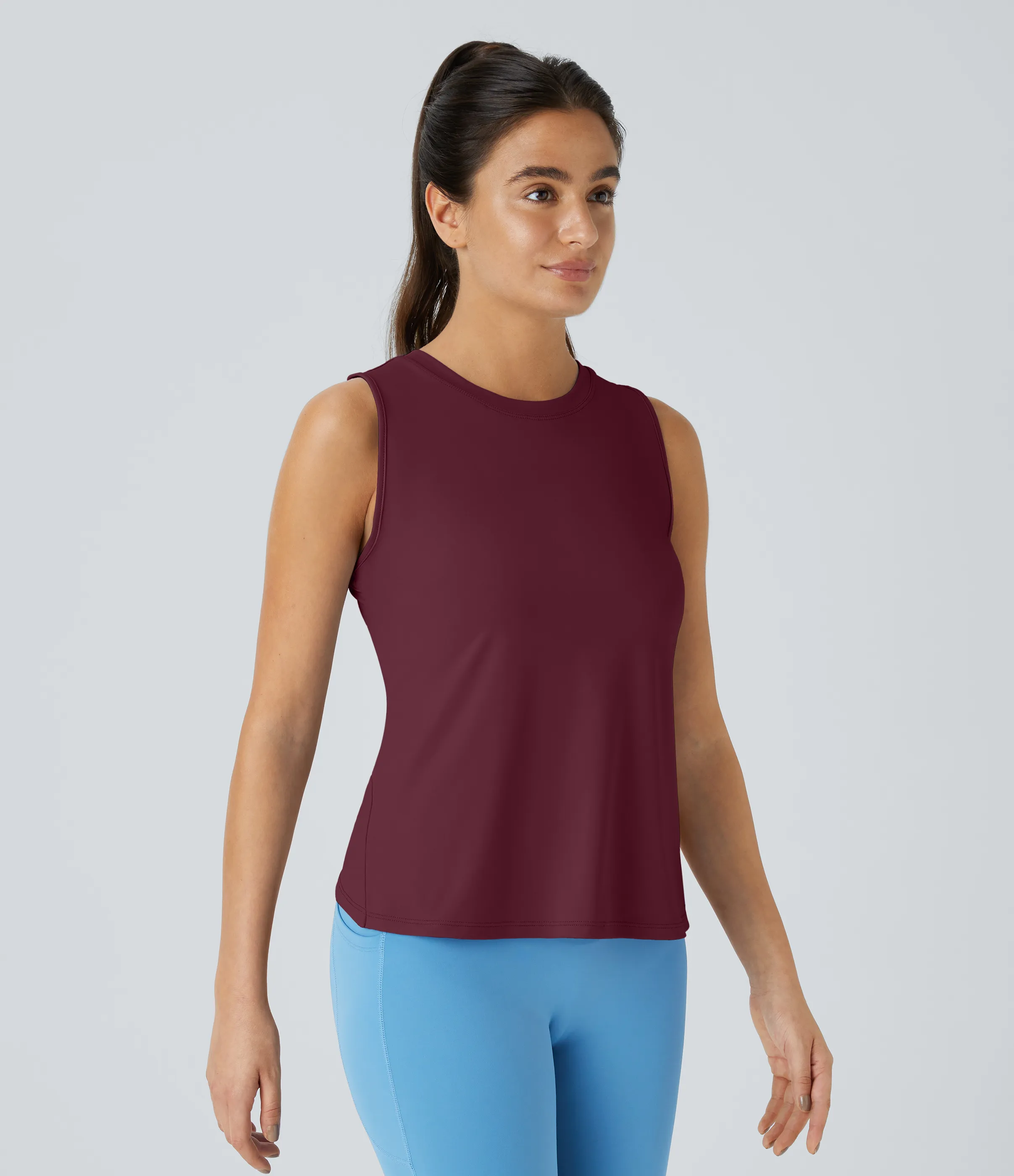 Halara Camiseta sin mangas yoga unicolor dobladillo cruzado abertura - Red Violet - M sold by Halara product image thumbnail 4