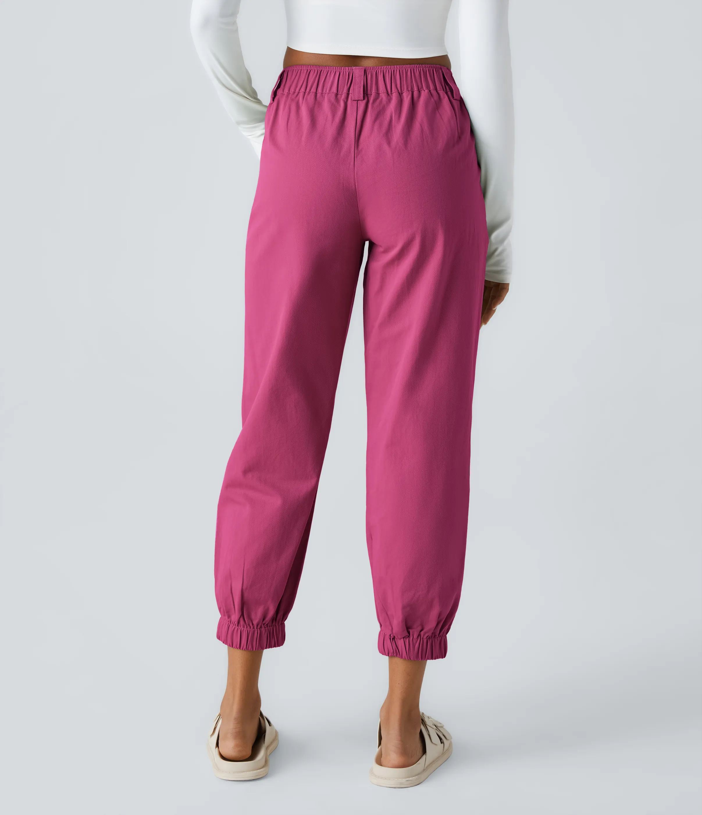Halara Joggers algodón bolsillo lateral cremallera botón tiro medio - Lilac Rose - XS(regular) sold by Halara product image thumbnail 3
