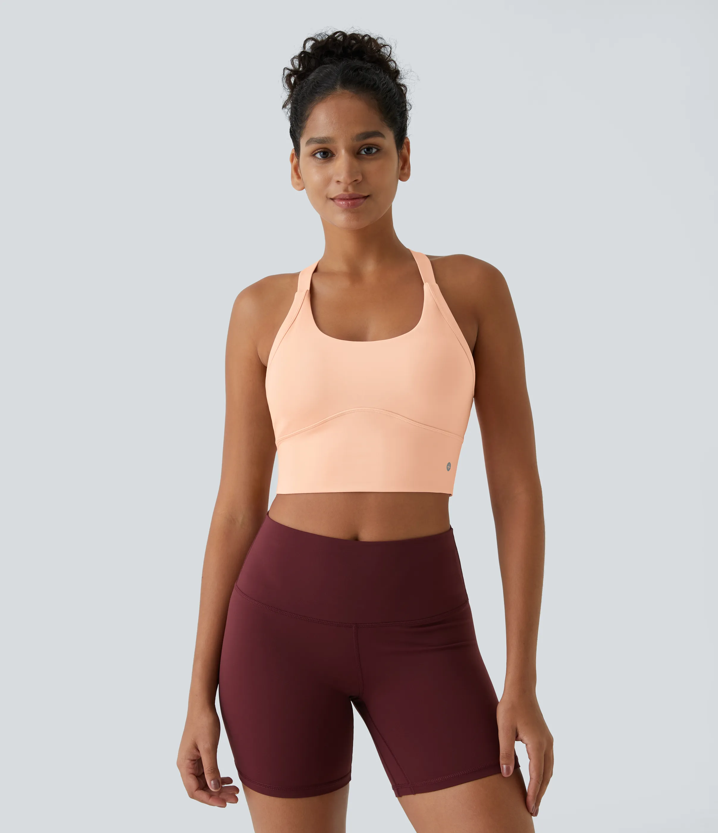 Halara Top corto de yoga SoftlyZero™ Plush afelpado con abertura en copas D-F - Apricot Sherbet - M sold by Halara product image thumbnail 3