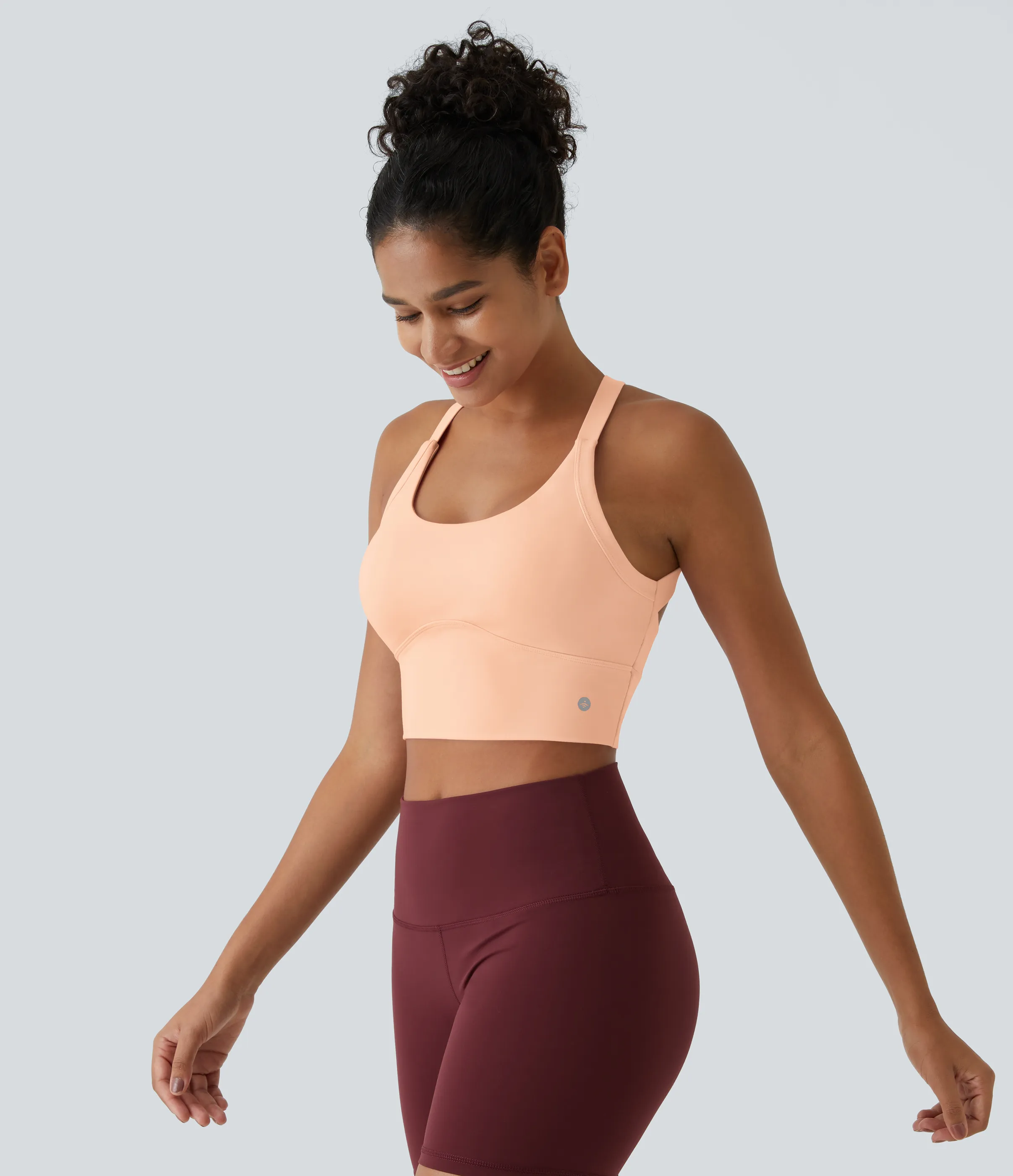 Halara Top corto de yoga SoftlyZero™ Plush afelpado con abertura en copas D-F - Apricot Sherbet - M sold by Halara product image thumbnail 4