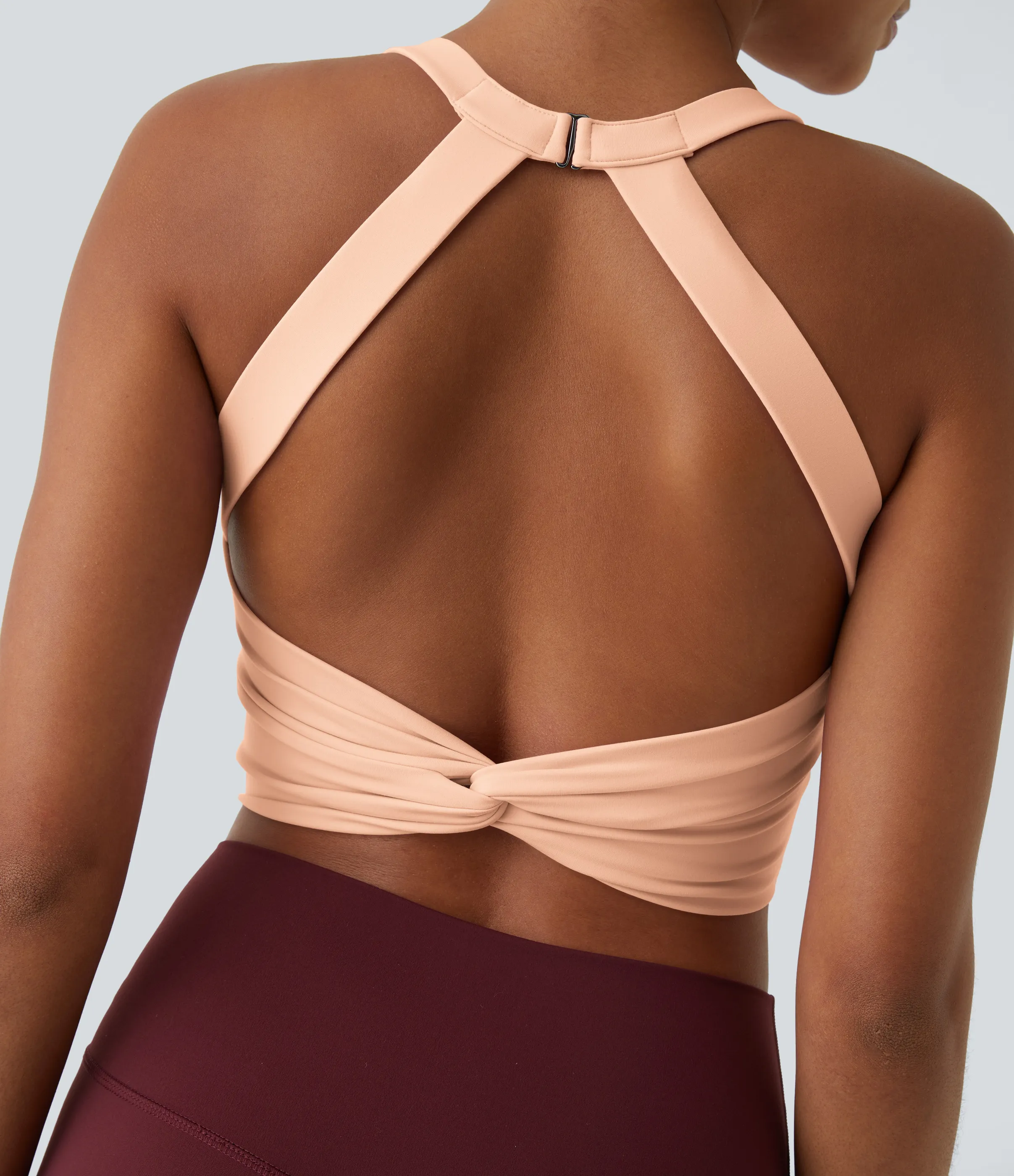 Halara Top corto de yoga SoftlyZero™ Plush afelpado con abertura en copas D-F - Apricot Sherbet - M sold by Halara product image thumbnail 5