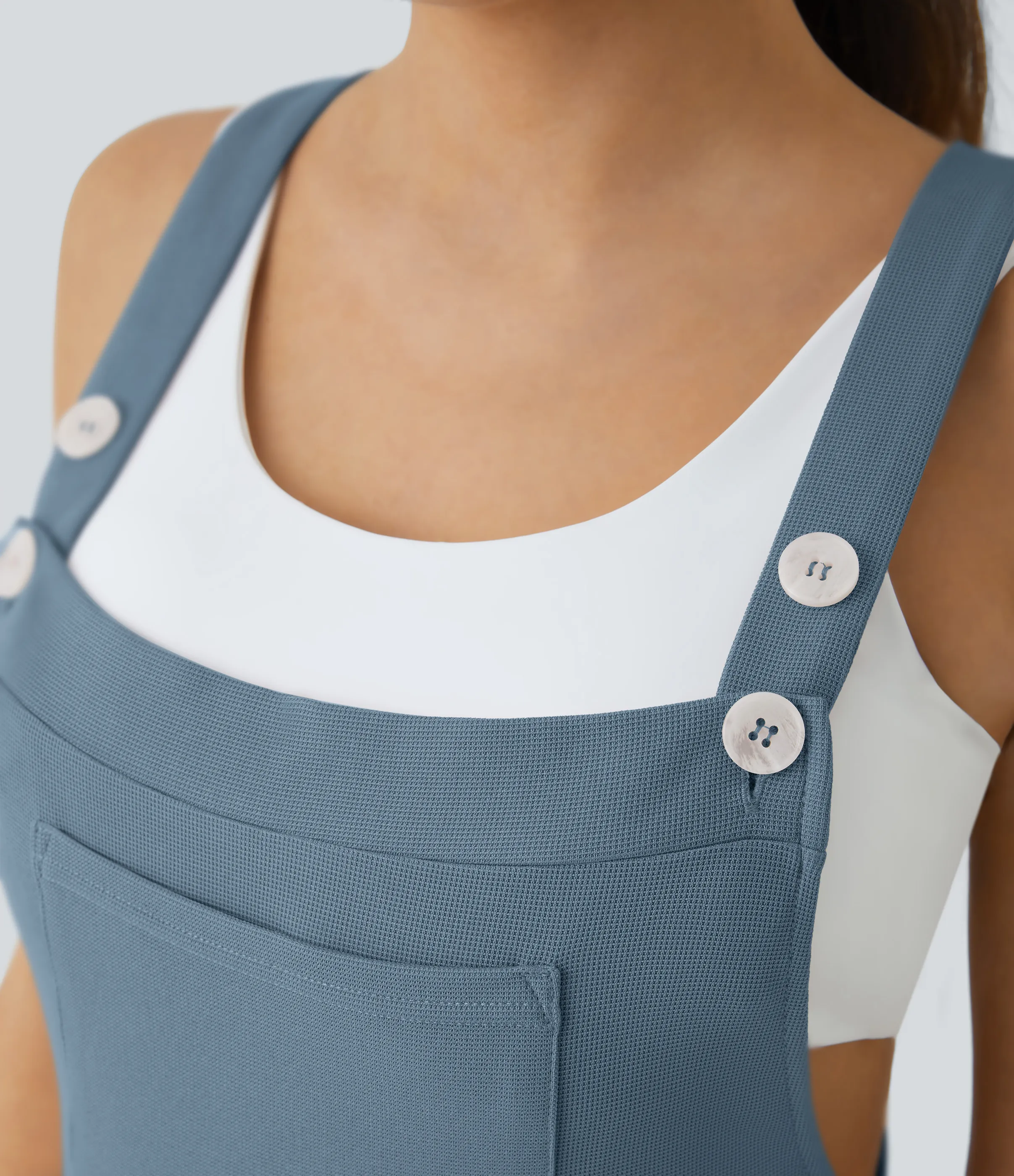 Halara Overol jogger botón correa ajustable bolsillo múltiple gofre plisado - Mountain Spring - S(tall) sold by Halara product image thumbnail 5