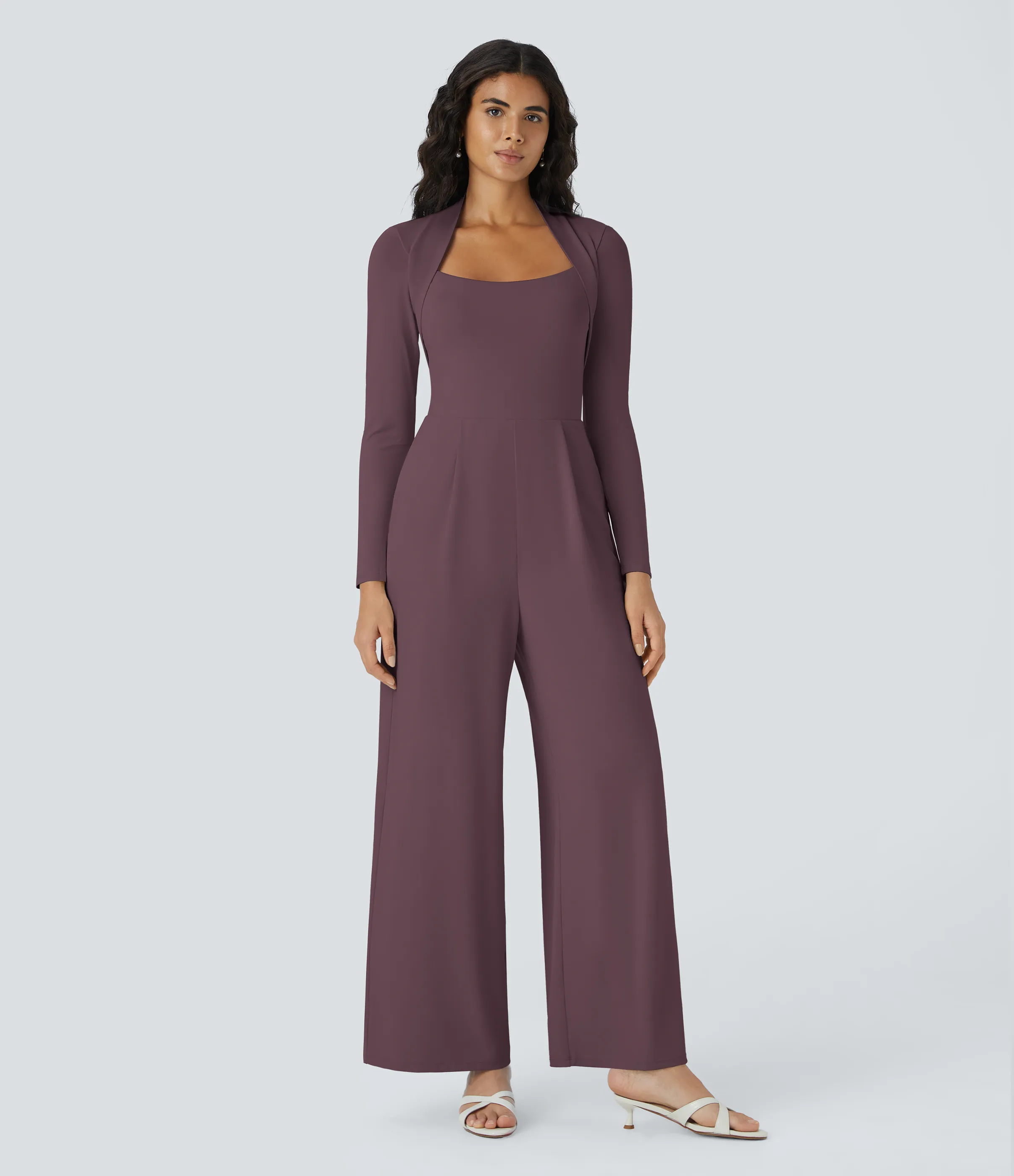 Halara Mono dama honor invitada boda pierna ancha manga larga - Plum Wine - XS(regular) sold by Halara product image thumbnail 2