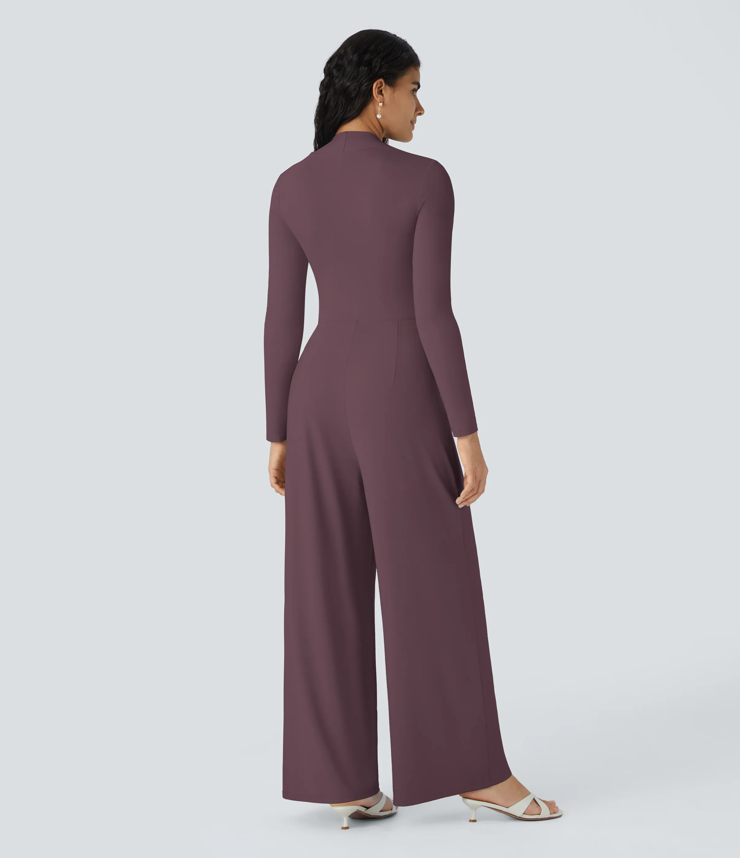 Halara Mono dama honor invitada boda pierna ancha manga larga - Plum Wine - XS(regular) sold by Halara product image thumbnail 3