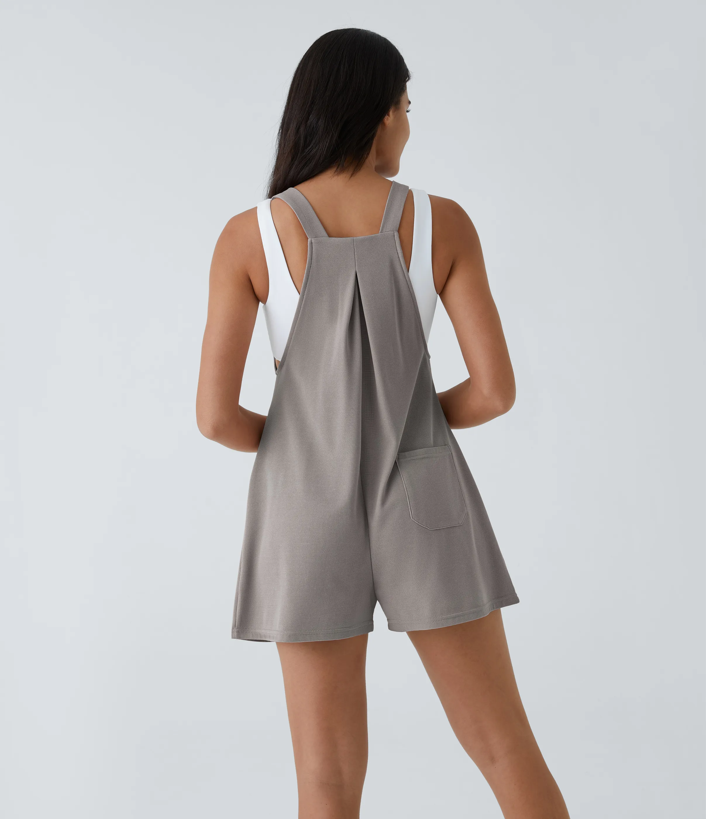 Halara Overol botón correa ajustable bolsillo múltiple gofre plisado - Mink Ash - XL sold by Halara product image thumbnail 3