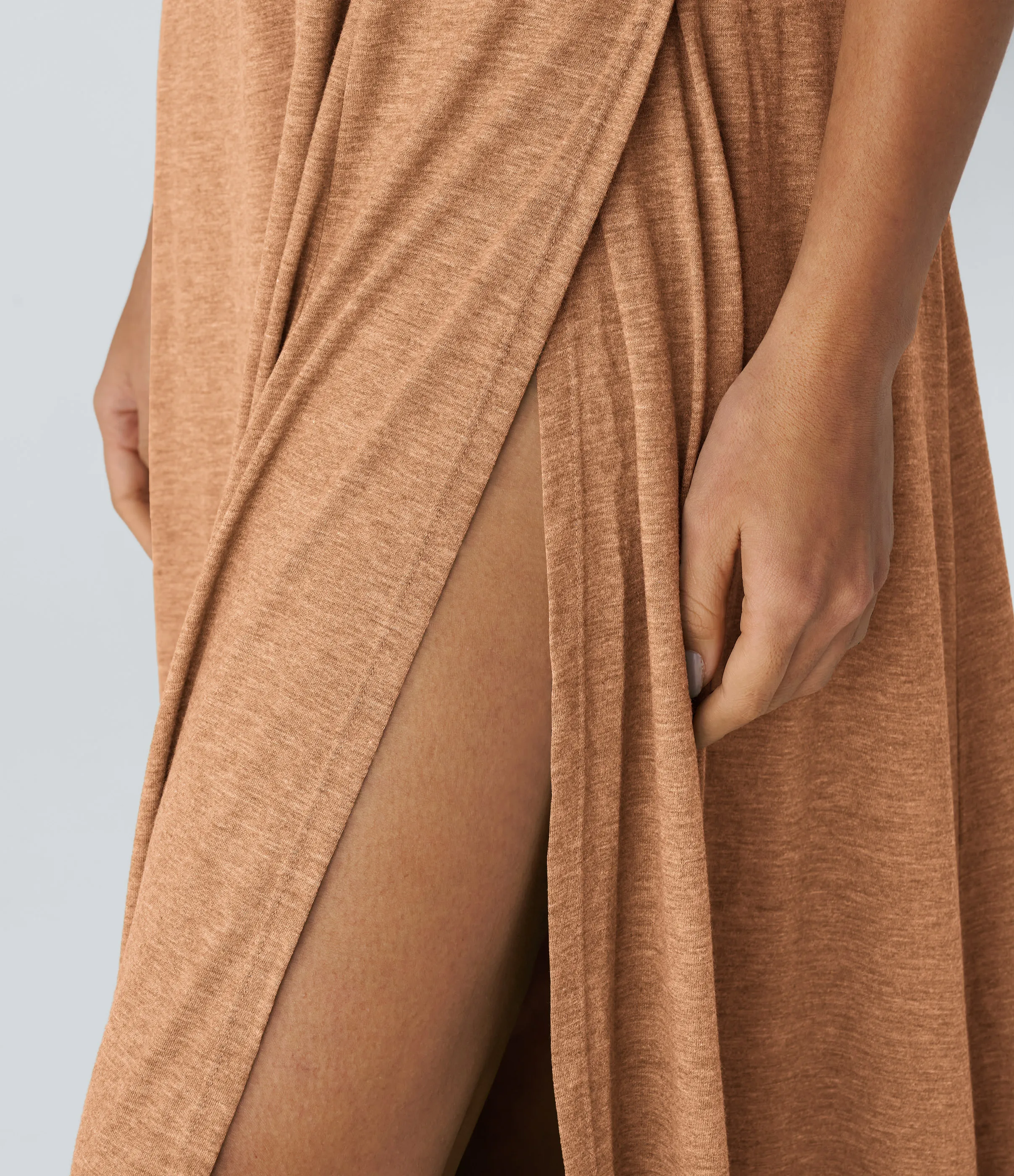 Halara Vestido sin mangas largo fluido dividido sin espalda cuello U - Pumpkin Orange Floral Yarn - M sold by Halara product image thumbnail 5