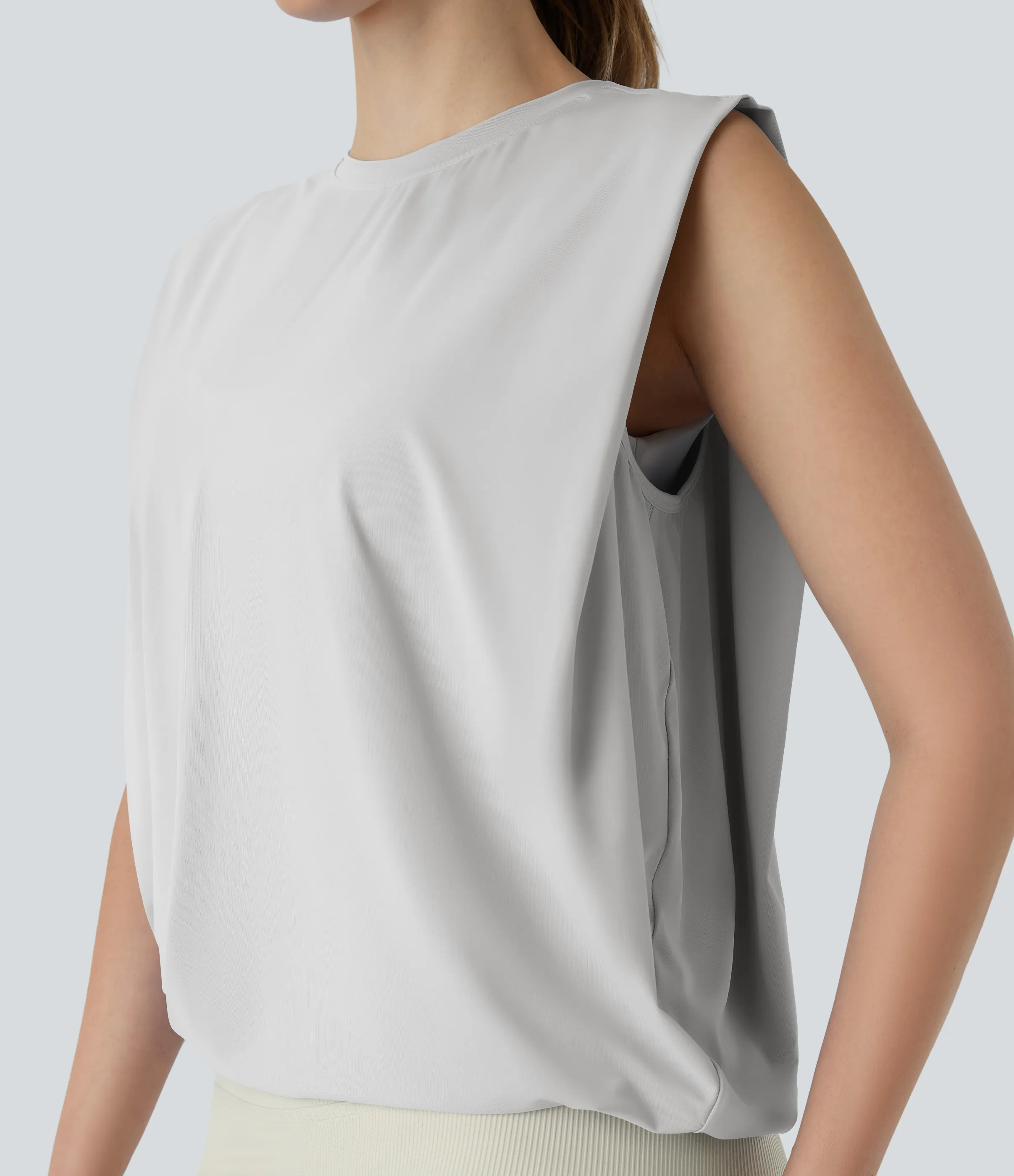 Halara Camiseta yoga cuello redondo fruncido tacto fresco - UPF 50+ - Nimbus Cloud - L sold by Halara product image thumbnail 5