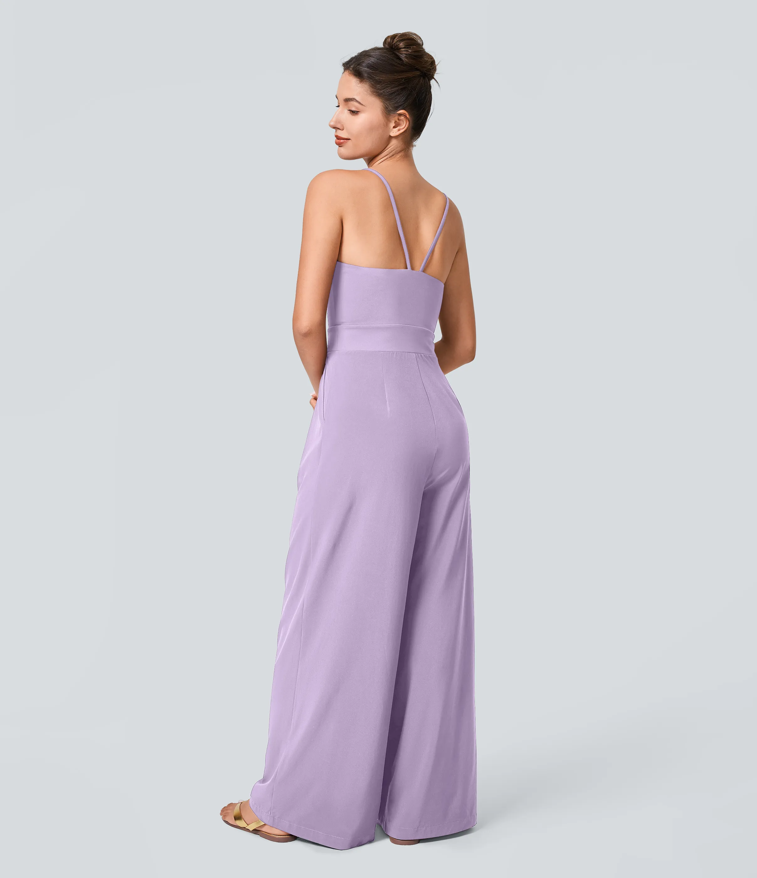 Halara Mono Breezeful™ Resort sin espalda cremallera lateral invisible bolsillo pierna ancha secado rápido - Leisurely Lavender - S(tall) sold by Halara product image thumbnail 3