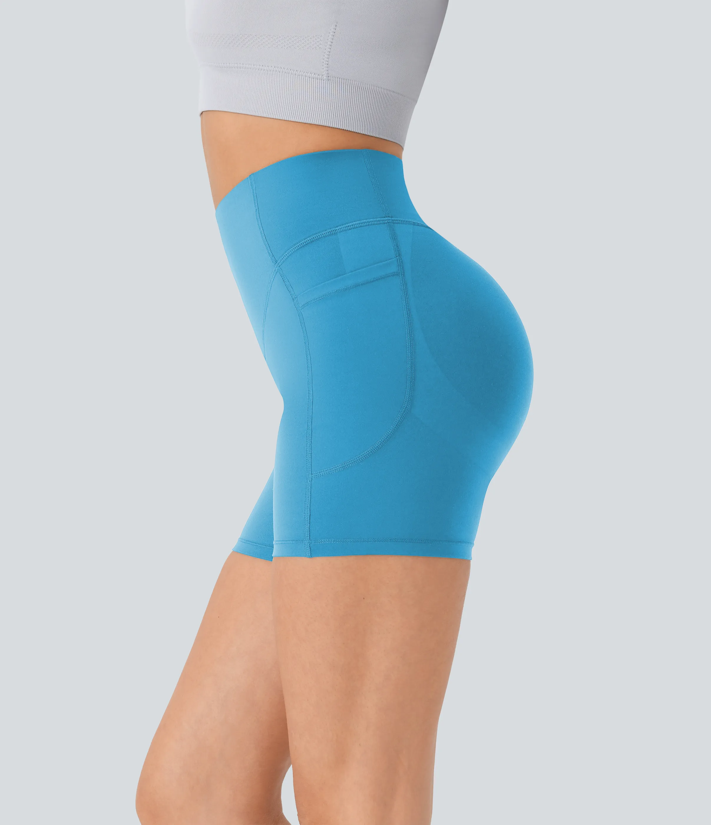 Halara Pantalón corto SoCinched UltraSculpt ciclista tiro alto realce glúteo bolsillo lateral entrenamiento 12.5cm - Swim Cap - S sold by Halara