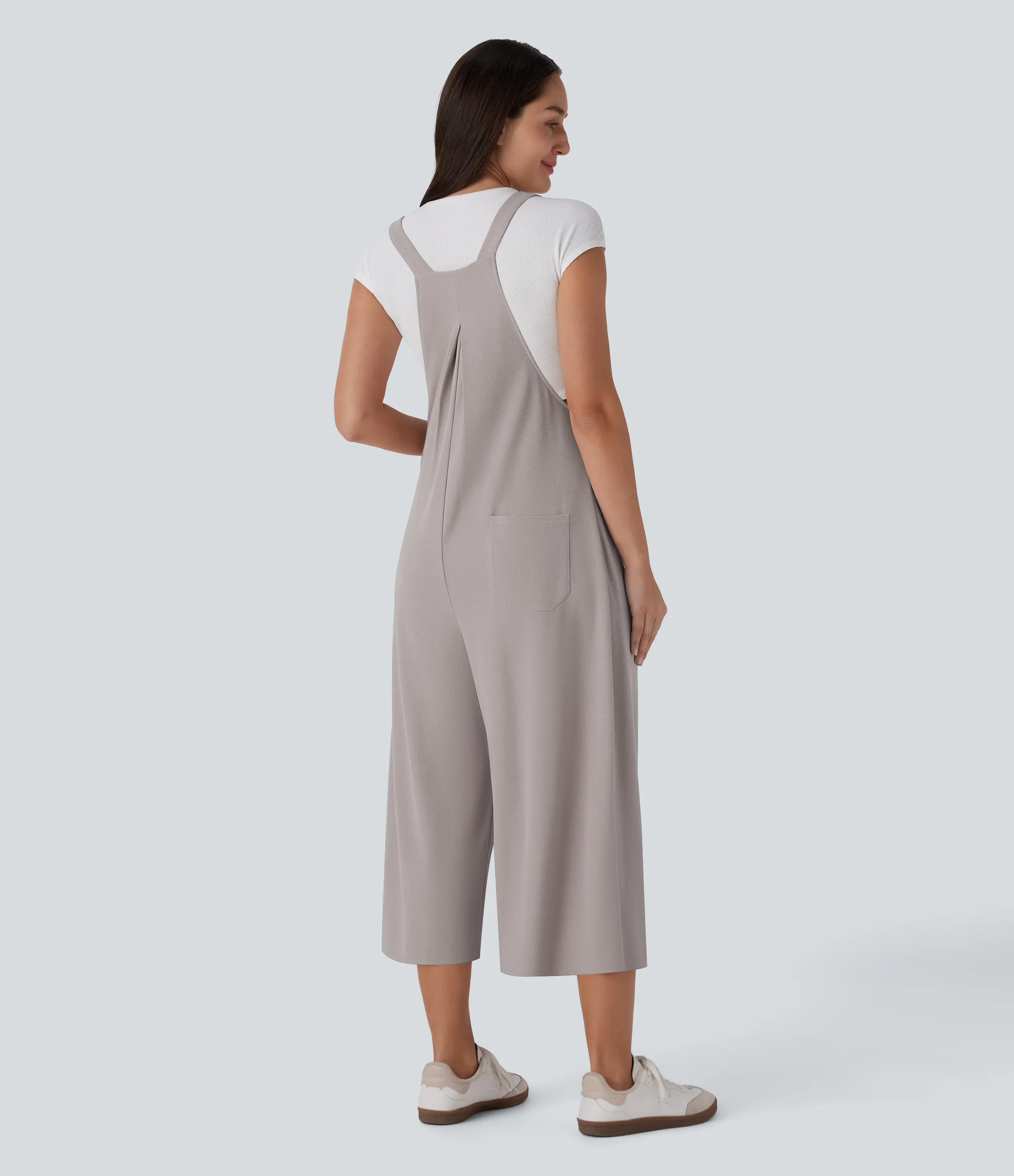 Halara Overol capri múltiple bolsillo botón correa ajustable - Mink Ash - XL(regular) sold by Halara product image thumbnail 3