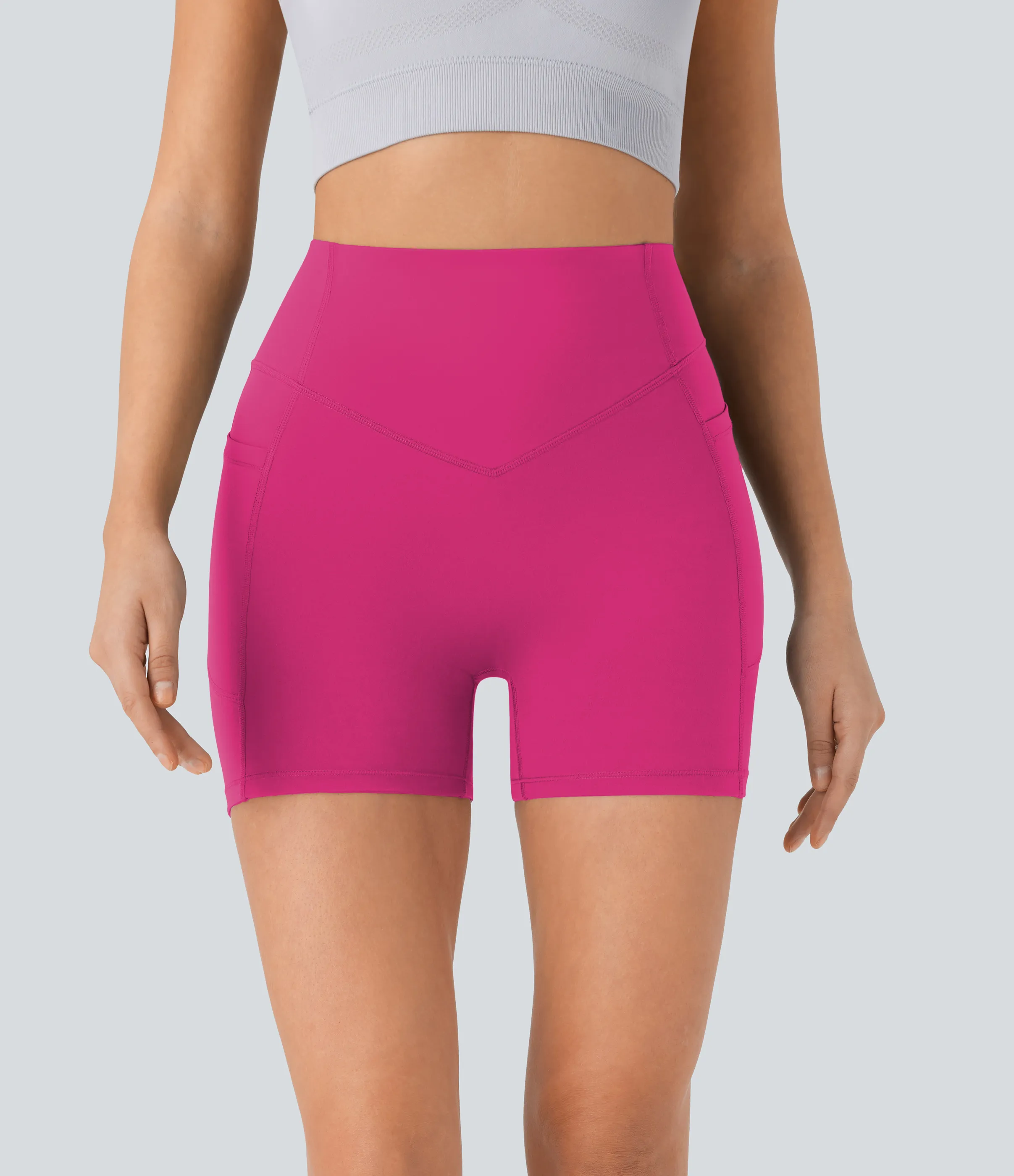Halara Pantalón corto SoCinched UltraSculpt ciclista tiro alto realce glúteo bolsillo lateral entrenamiento 12.5cm - Fuchsia Purple - S sold by Halara product image thumbnail 4