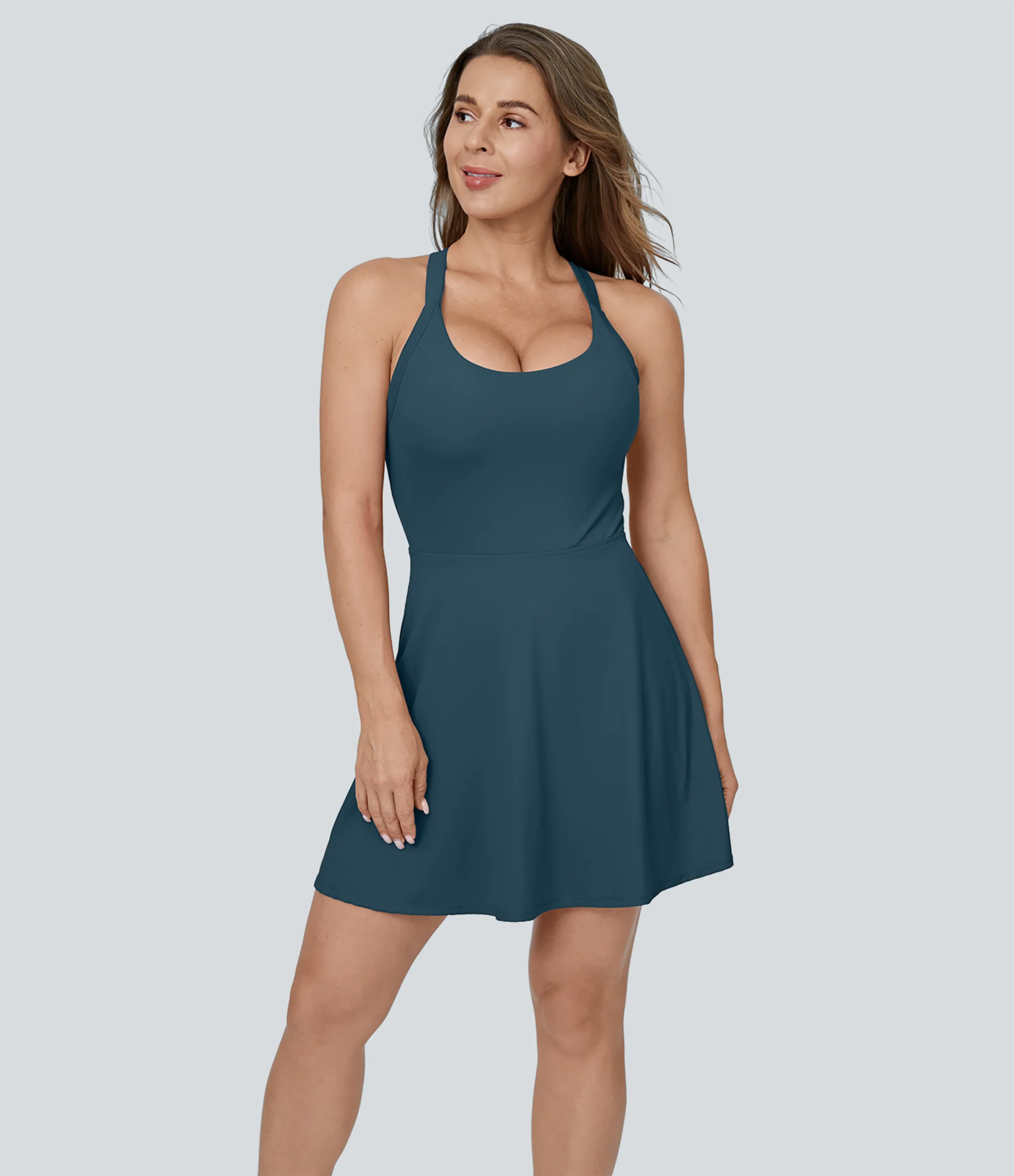 Halara Vestido mini de baile acampanado en copas D-F - Majolica Blue - L sold by Halara product image thumbnail 4