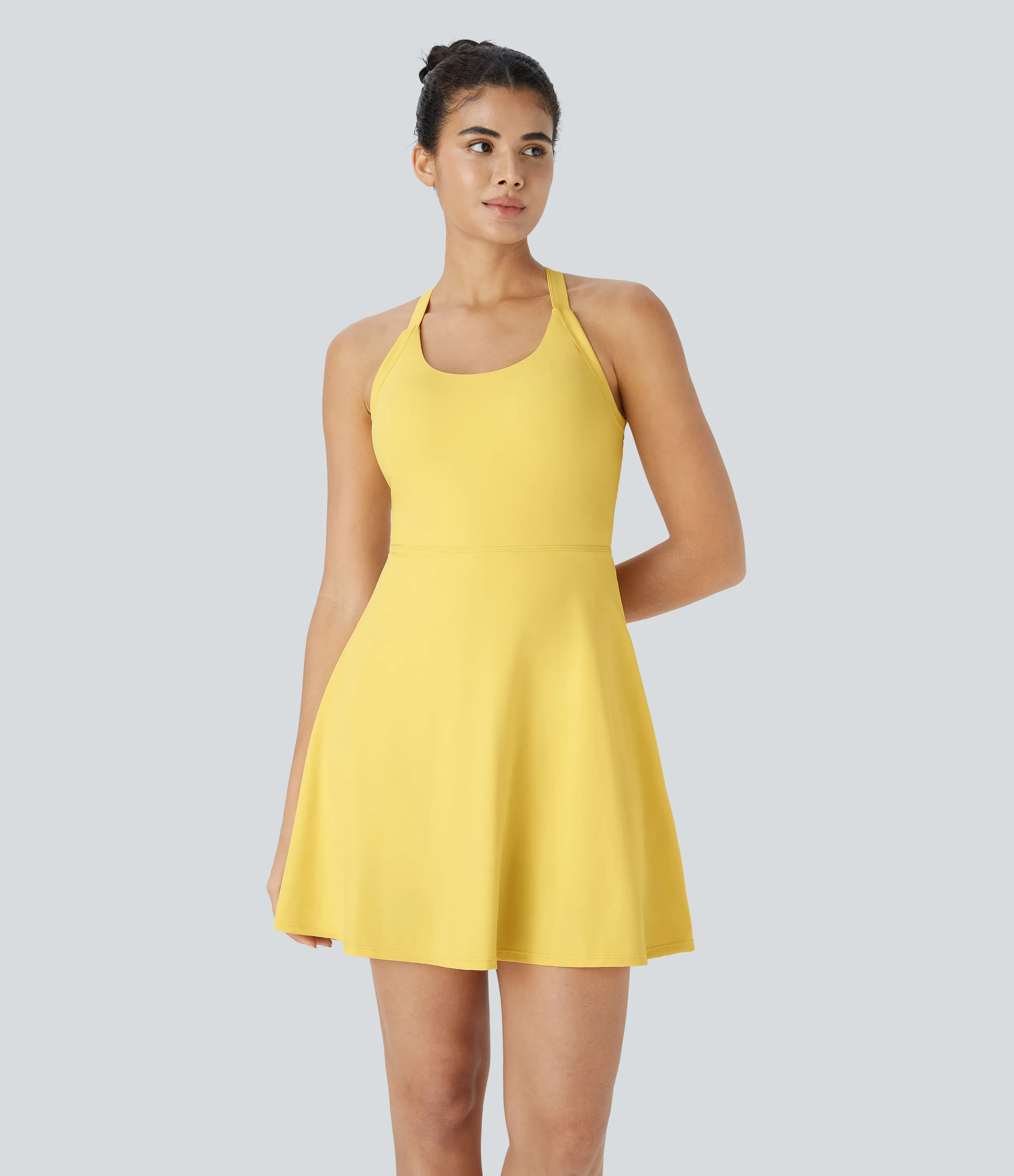 Halara Vestido activo baile mini vuelo retorcido sin espalda Longitud más larga - Goldfinch - XL(Long) sold by Halara product image thumbnail 3