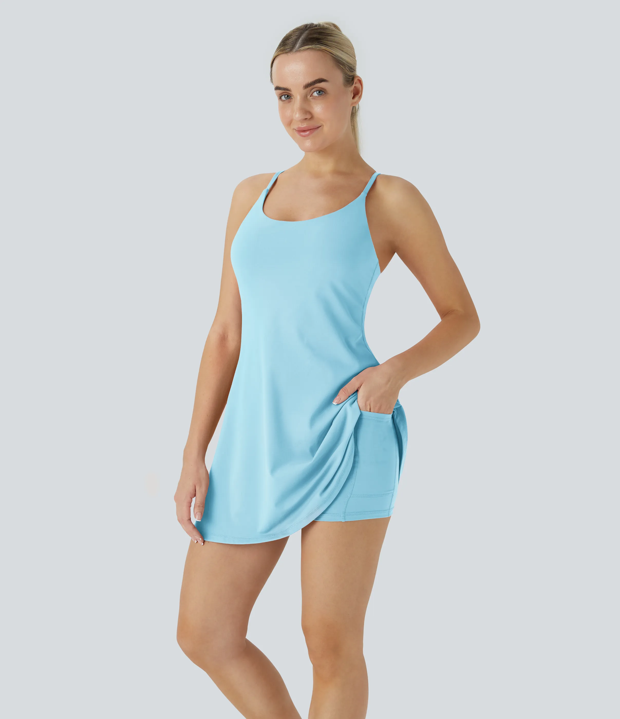 Halara Vestido deportivo SoftlyZero™ Plush afelpado sin espalda en copas D-F - Spun Sugar - XS sold by Halara product image thumbnail 4