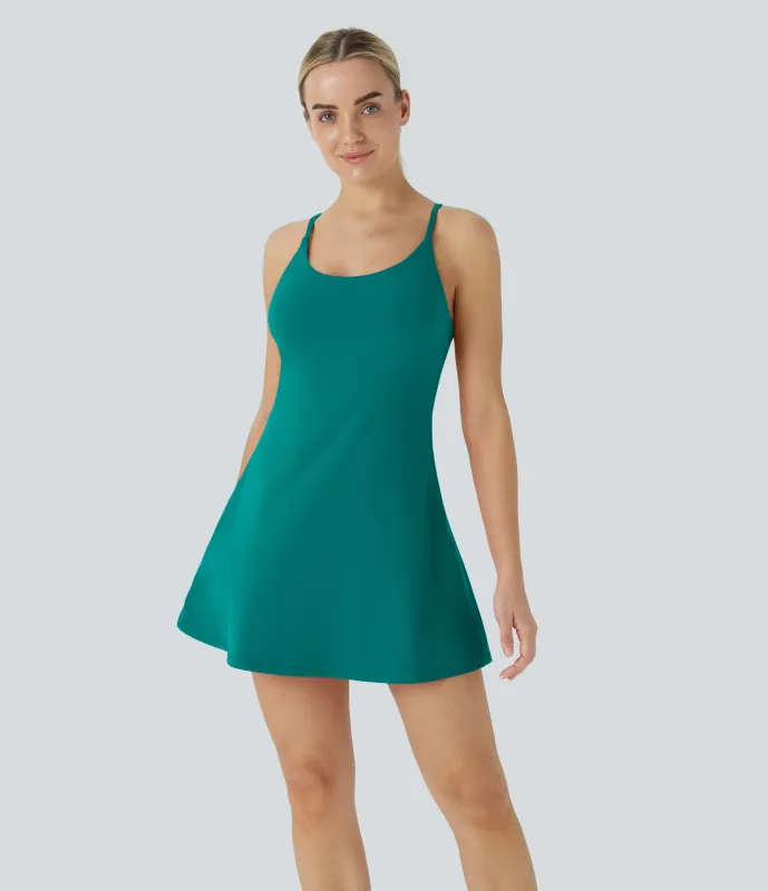 Halara Vestido deportivo SoftlyZero™ Plush afelpado sin espalda en copas D-F - Quetzal Green - M made by Halara