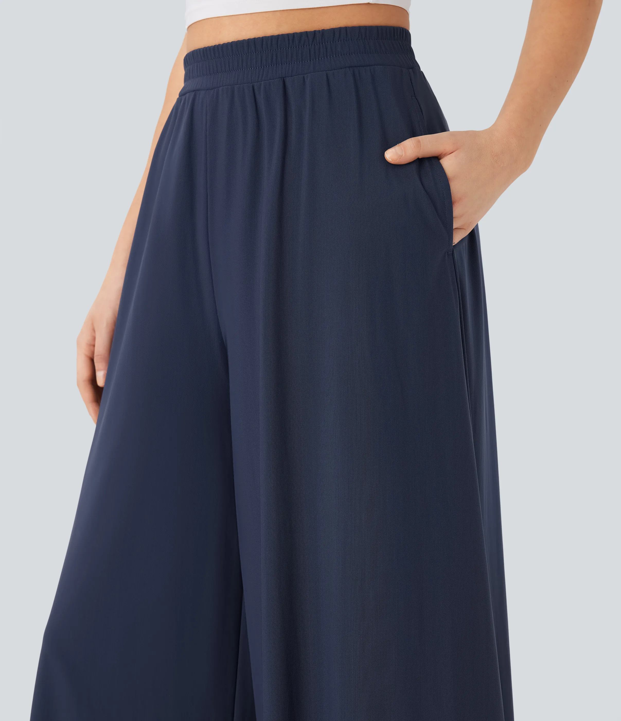 Halara Pantalón pierna ancha superposición malla bolsillo lateral tiro alto - Naval Academy - L(regular) sold by Halara product image thumbnail 5