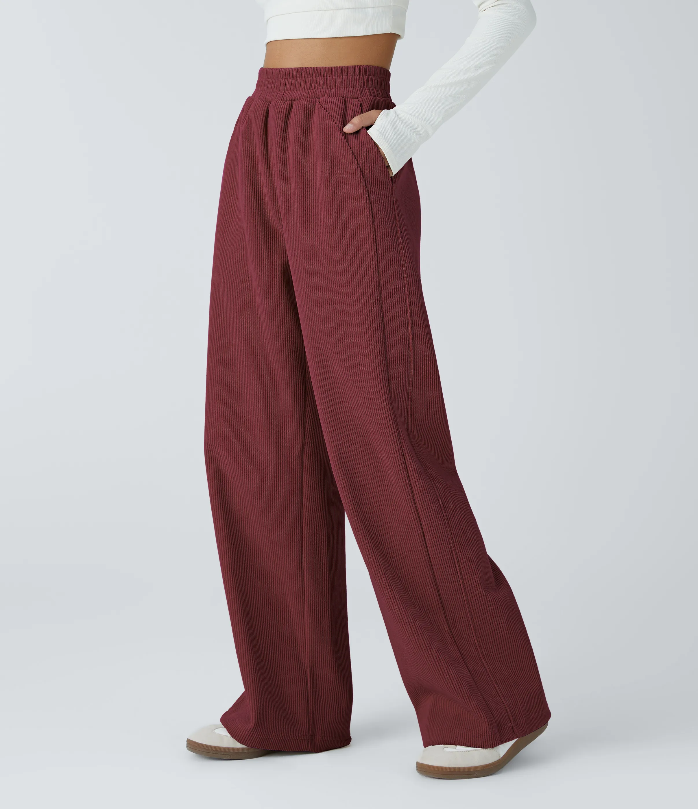 Halara Pantalón pana tiro alto bolsillo lateral pierna recta - Burnt Russet - XL(regular) sold by Halara product image thumbnail 4