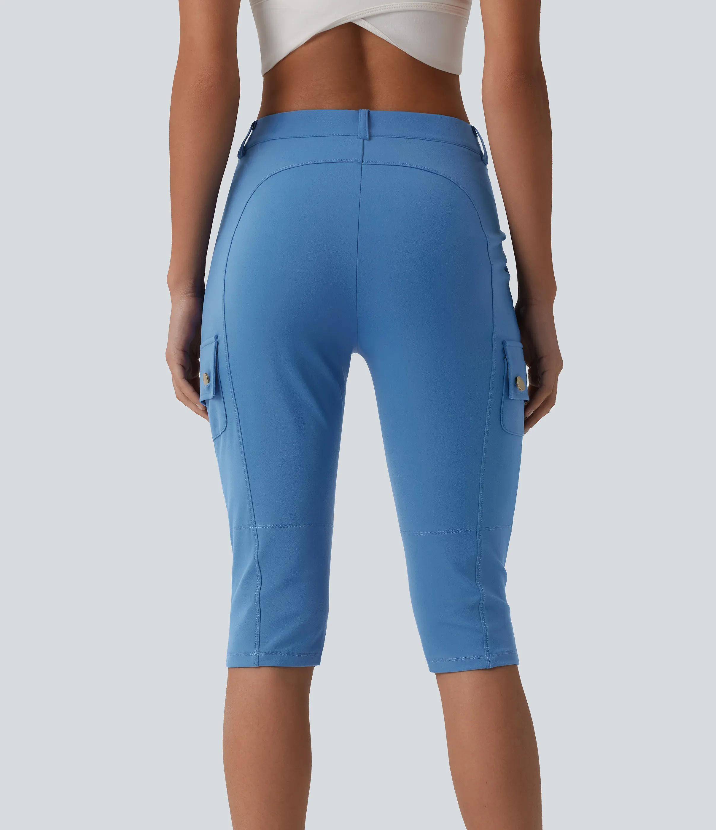 Halara Pantalón cargo ajustado tiro alto cremallera botón múltiple bolsillo bolsillo lateral - Gloomy Blue - XL sold by Halara product image thumbnail 3