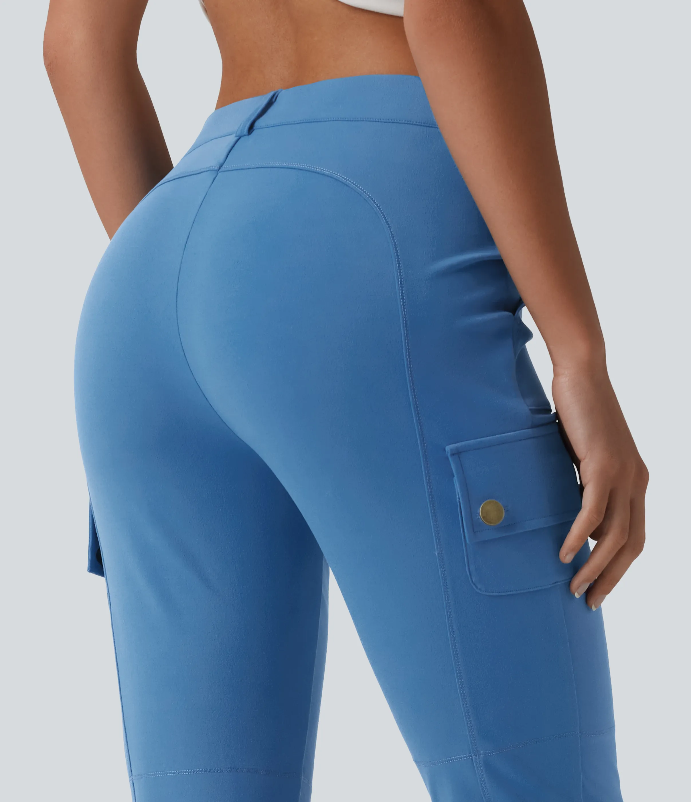 Halara Pantalón cargo ajustado tiro alto cremallera botón múltiple bolsillo bolsillo lateral - Gloomy Blue - XL sold by Halara product image thumbnail 5