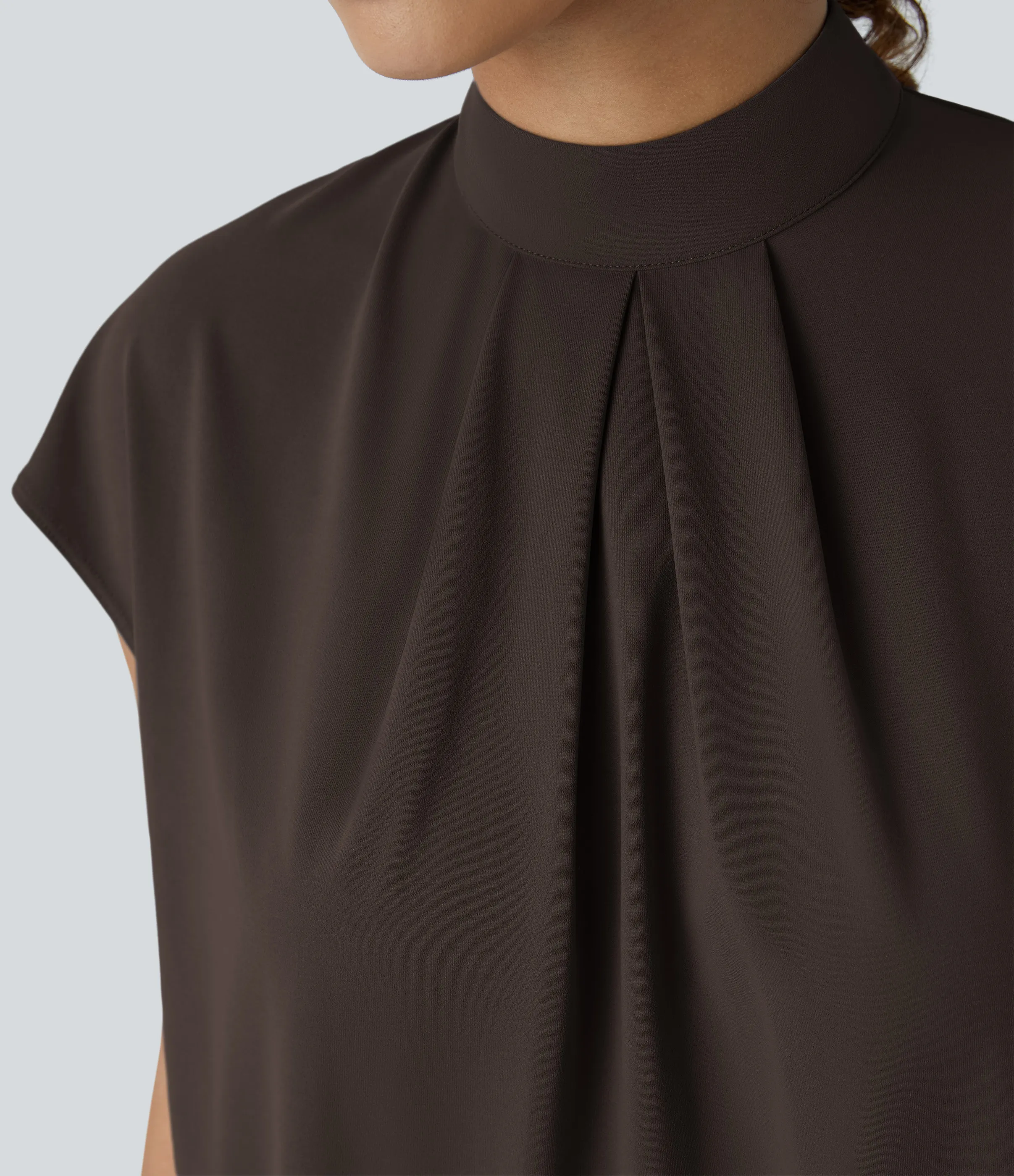 Halara Blusa oficina manga japonesa botón plisado cuello alto - Delicioso - L sold by Halara product image thumbnail 5