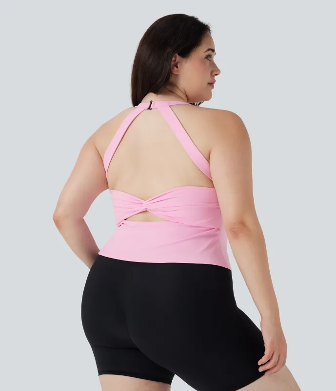 Halara Camiseta Softlyzero™ Plush yoga talla grande abertura sin espalda - Nosegay - 2X made by Halara