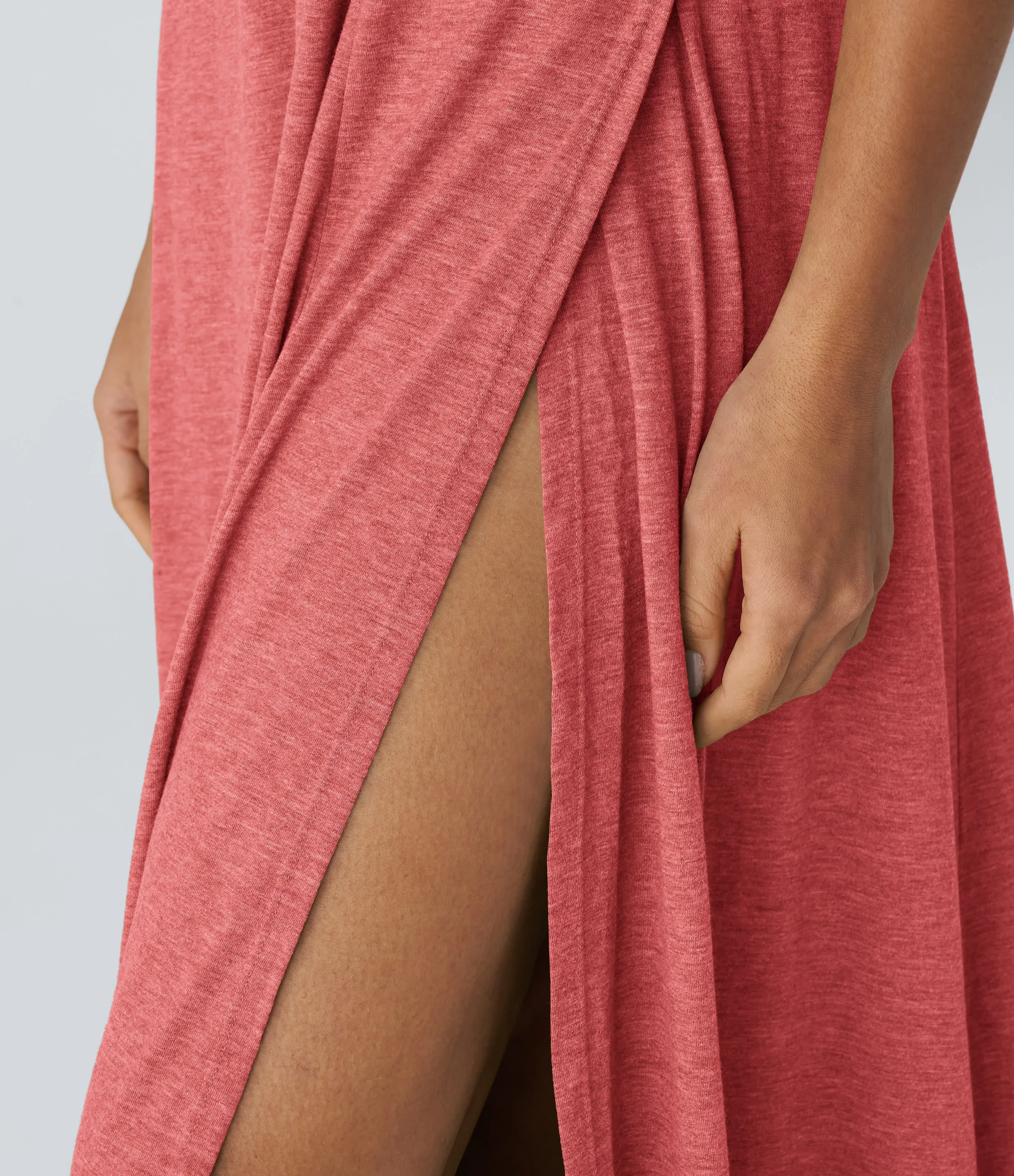 Halara Vestido sin mangas largo fluido dividido sin espalda cuello U - Poinsettia Floral Yarn - XS sold by Halara product image thumbnail 5