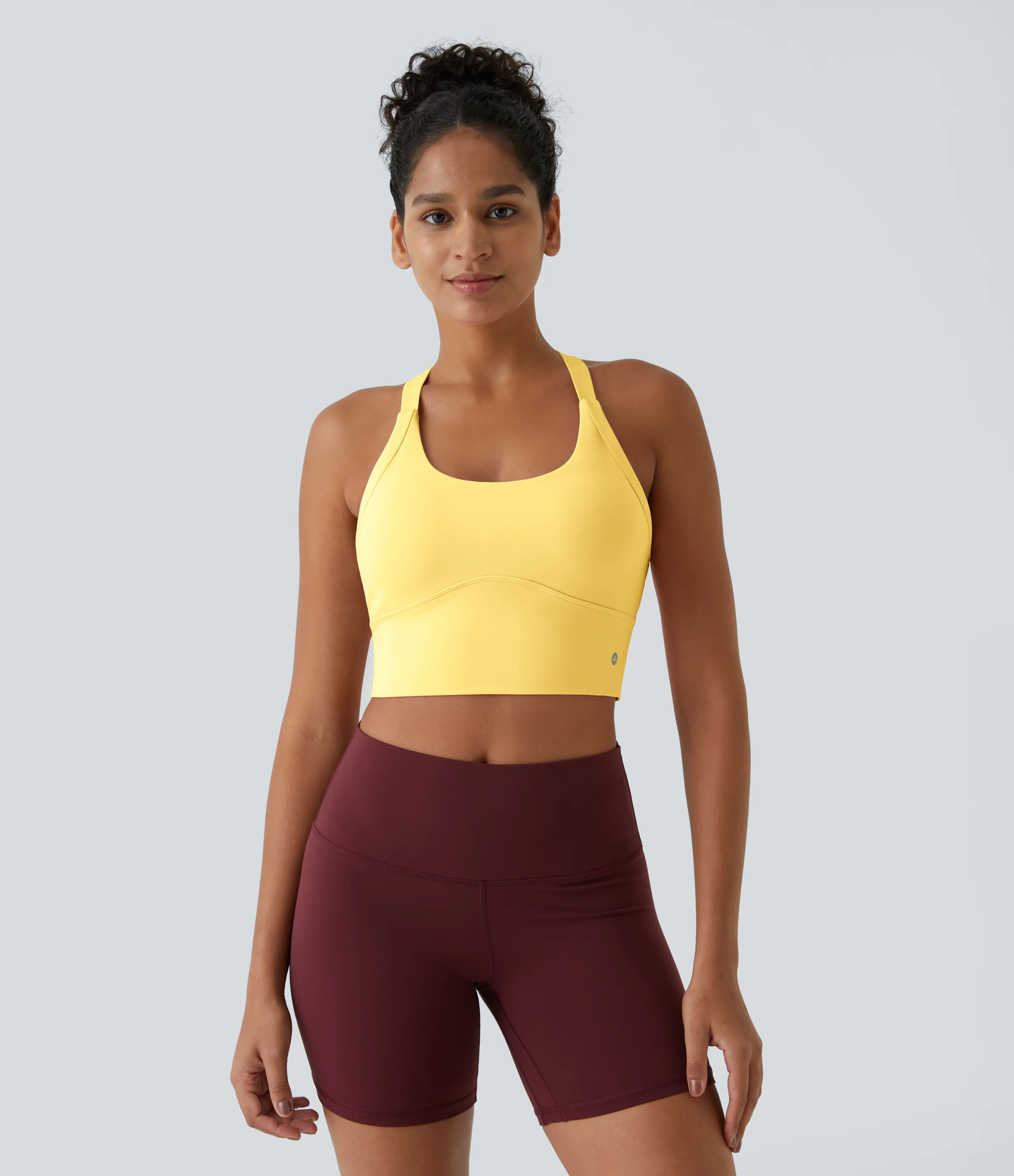 Halara Top corto de yoga SoftlyZero™ Plush afelpado con abertura en copas D-F - Crisp Yellow - S sold by Halara product image thumbnail 3