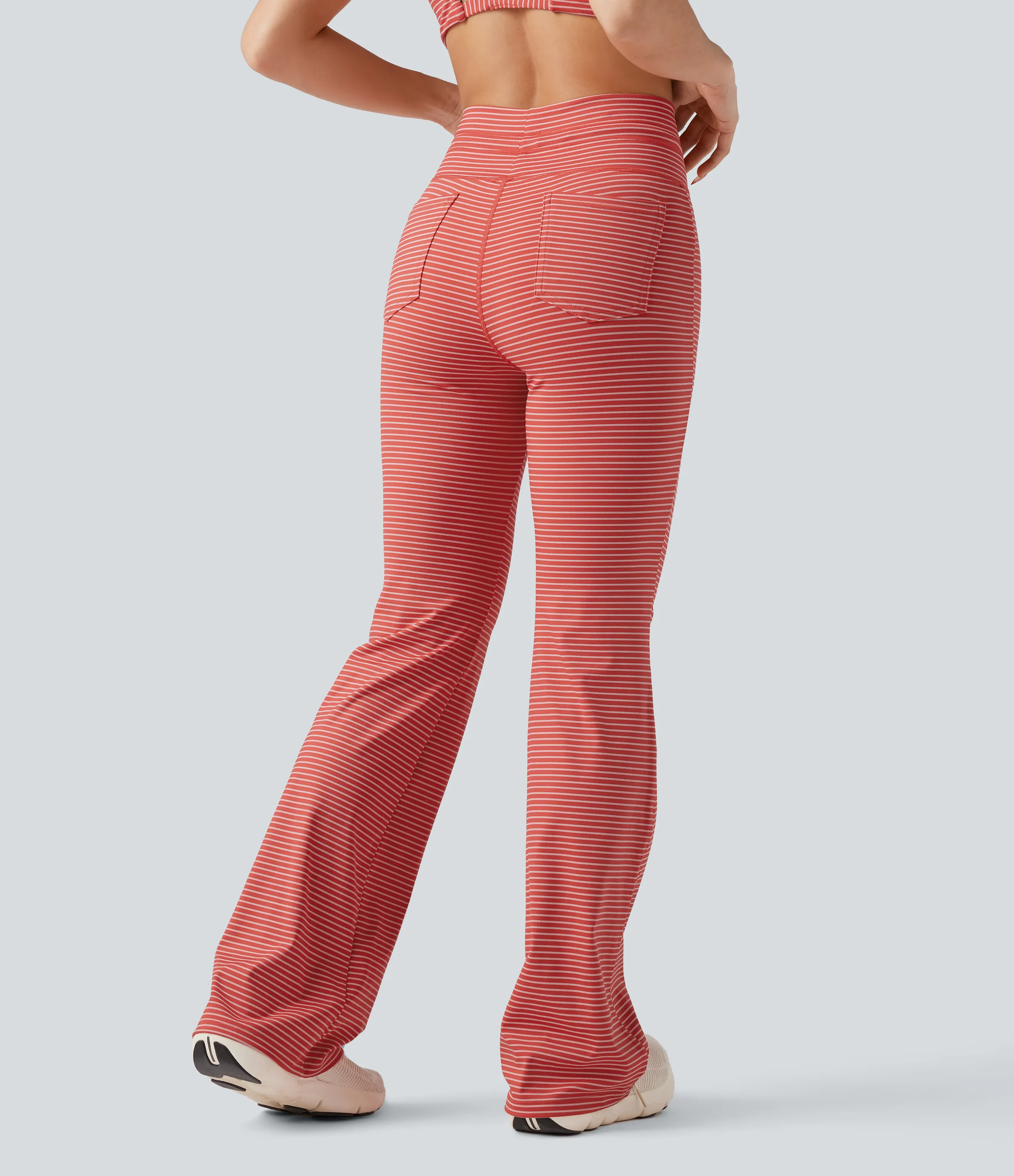 Halara Pantalones de yoga acampanados de tiro alto con cordón y bolsillos - Sunset Coral - S(tall) sold by Halara product image thumbnail 3