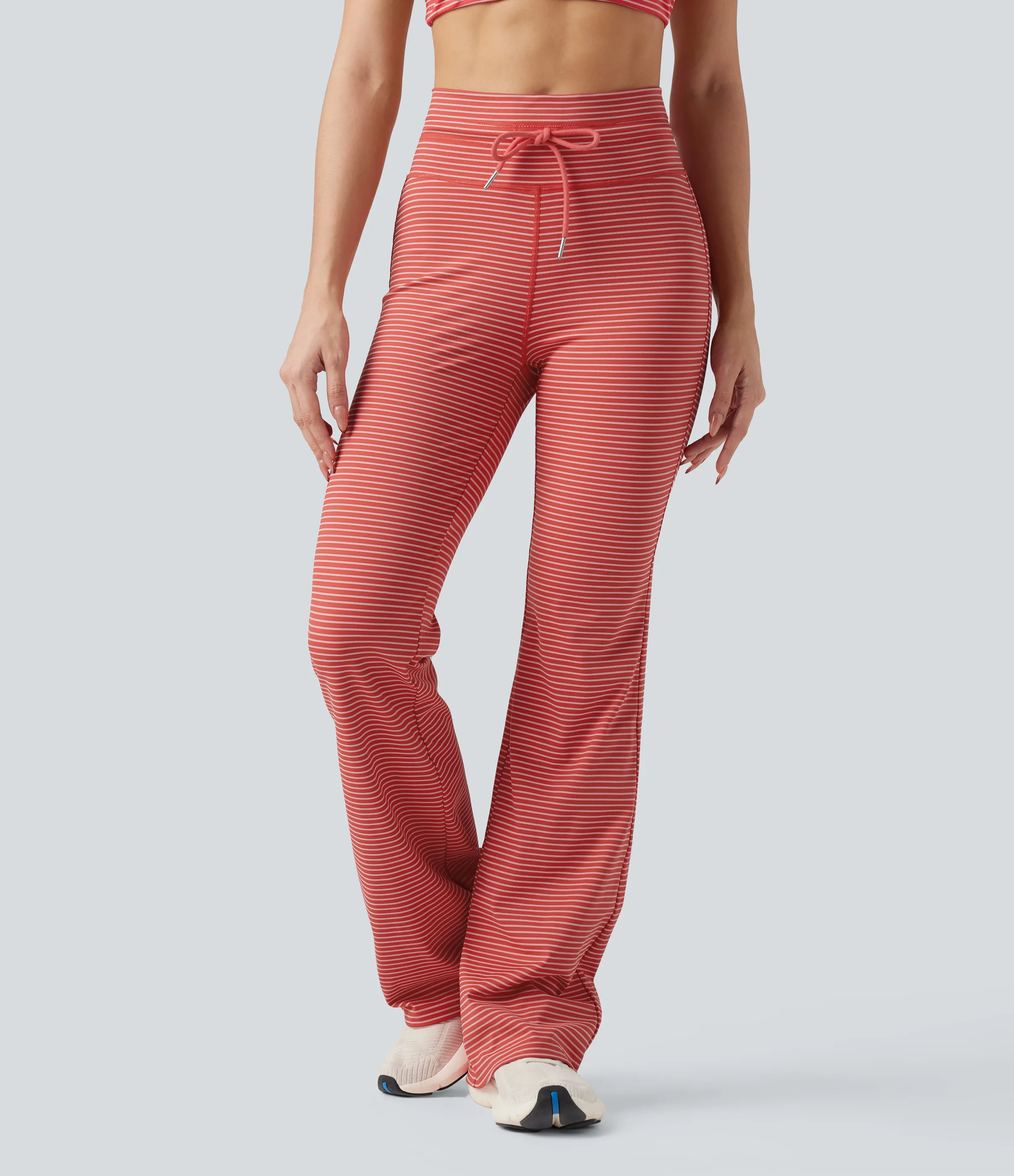 Halara Pantalones de yoga acampanados de tiro alto con cordón y bolsillos - Sunset Coral - S(tall) sold by Halara product image thumbnail 4