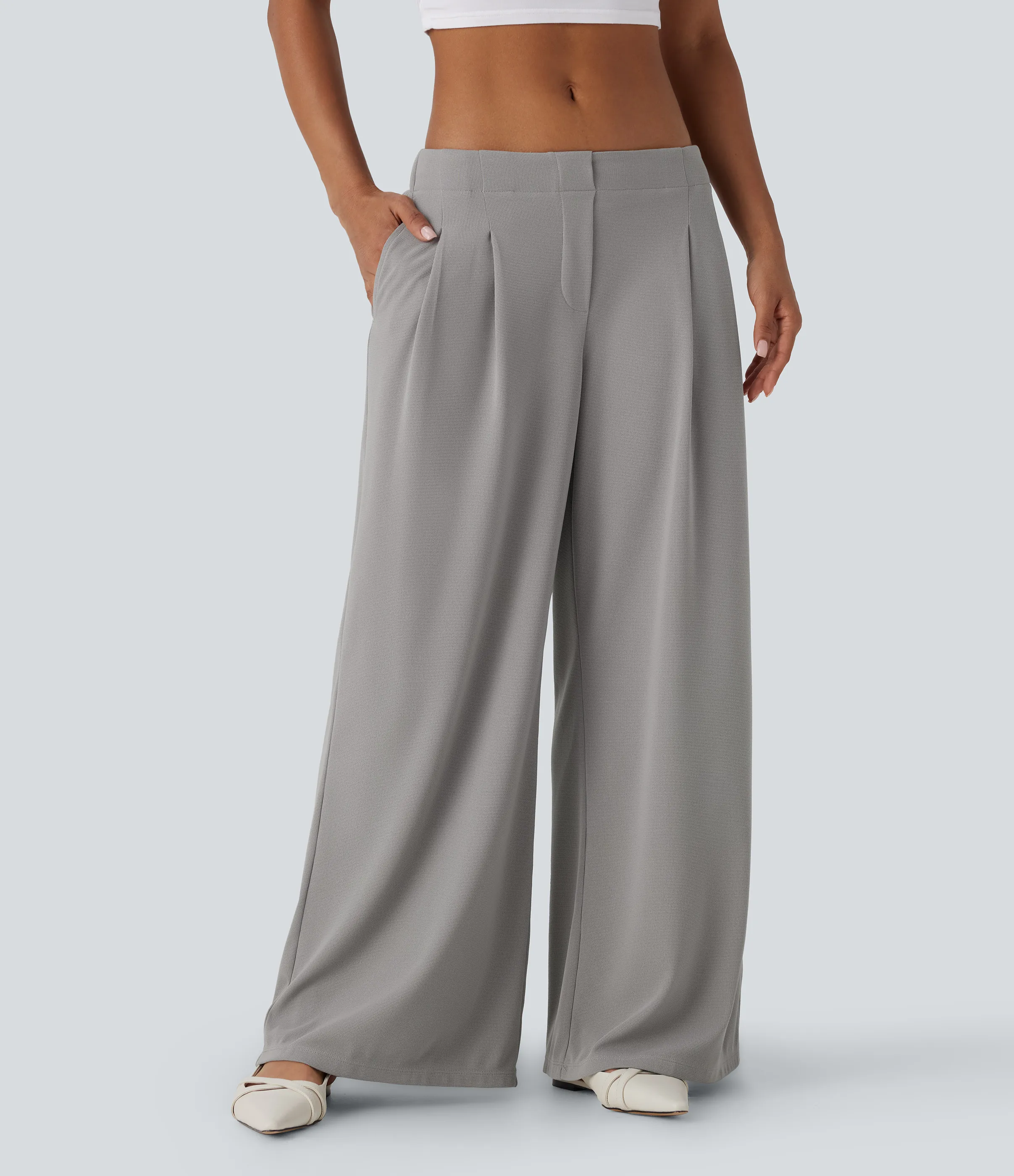 Halara Pantalón pierna ancha bolsillo lateral bajo - Gull - XL(regular) sold by Halara product image thumbnail 2