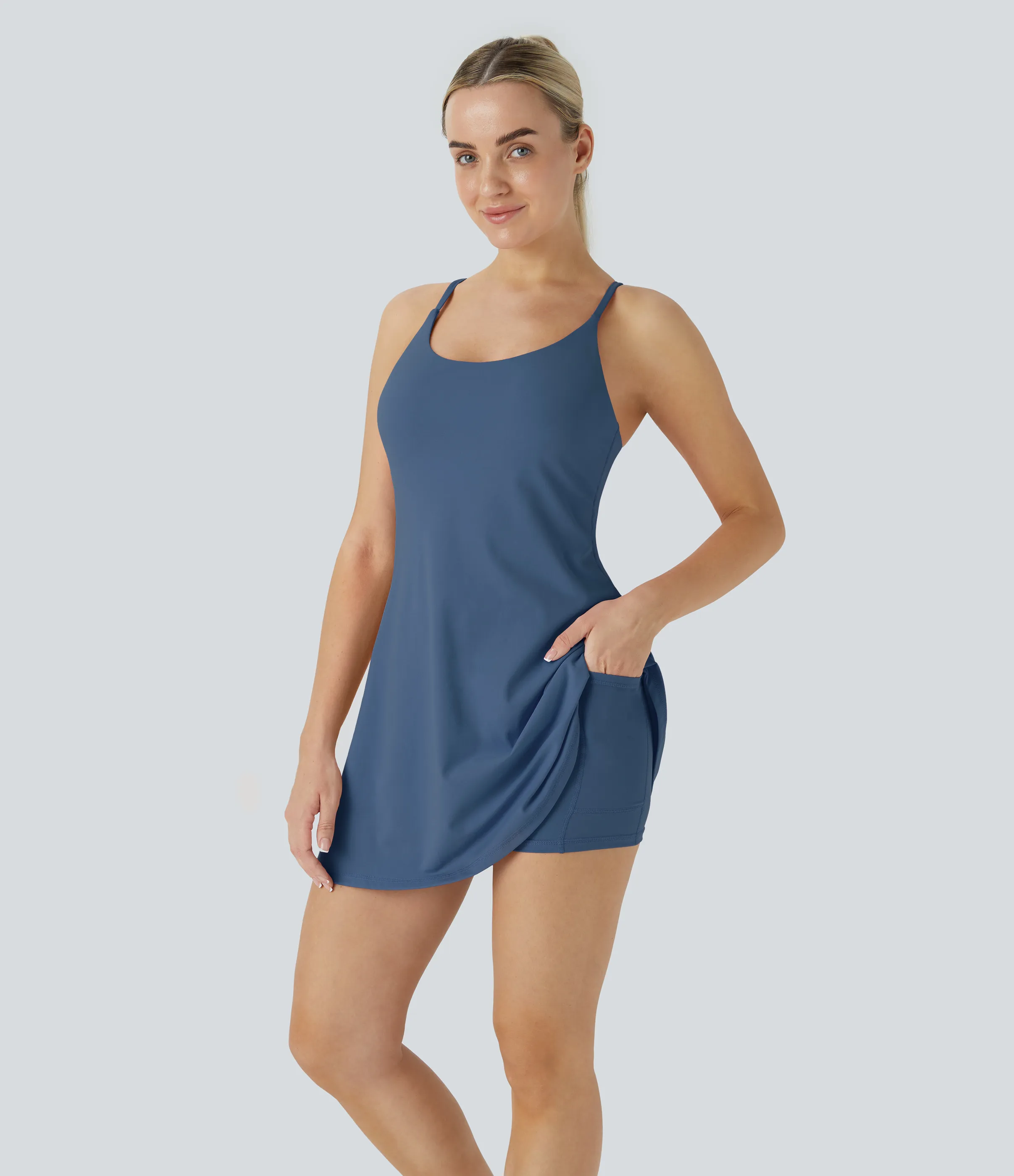 Halara Vestido deportivo SoftlyZero™ Plush afelpado sin espalda en copas D-F - Dark Turquoise - XS sold by Halara product image thumbnail 4