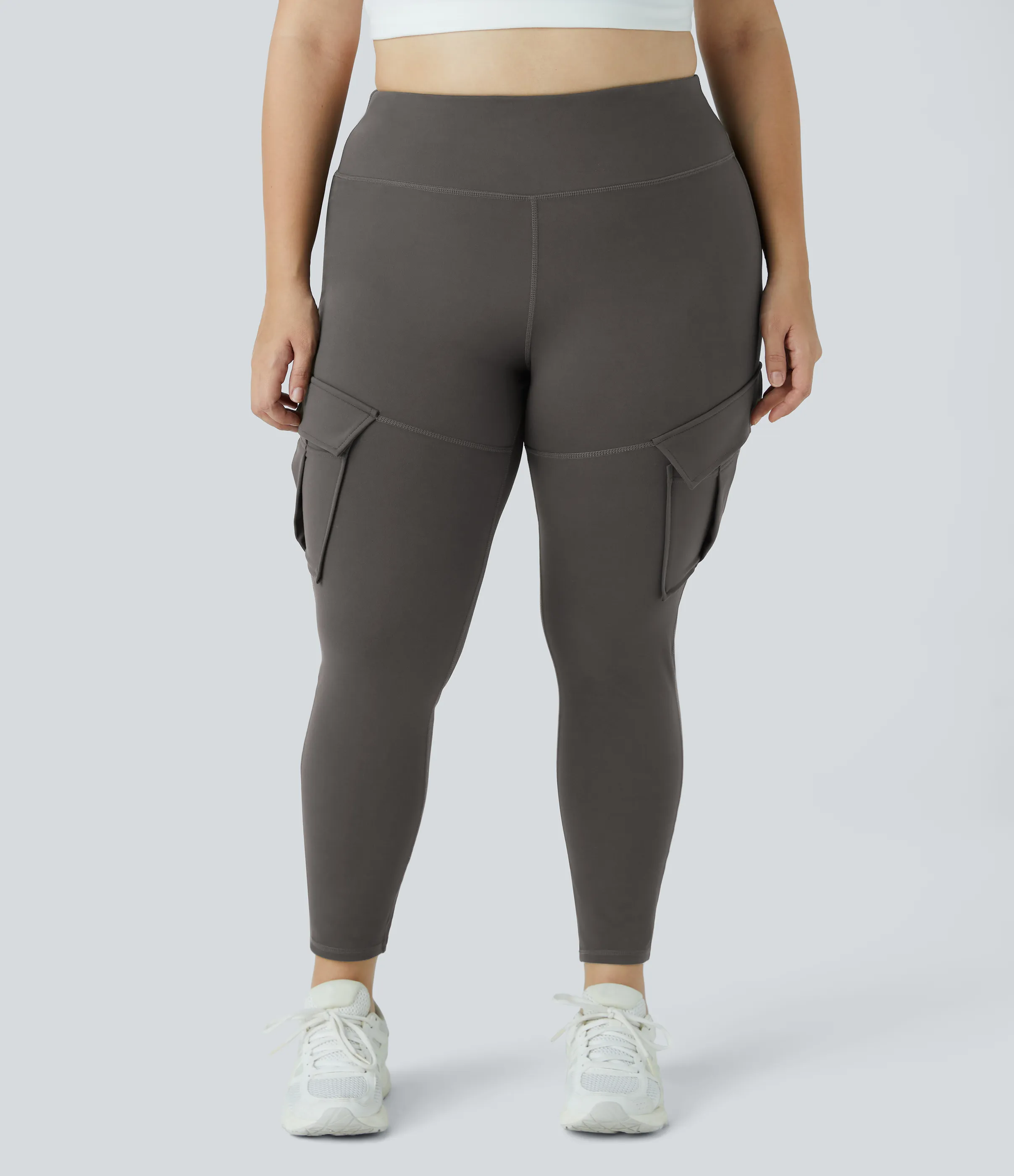 Halara Leggings yoga ajustado bolsillo cargo tiro alto talla grande 7/8 - Deep Red Grey - 3X sold by Halara product image thumbnail 3