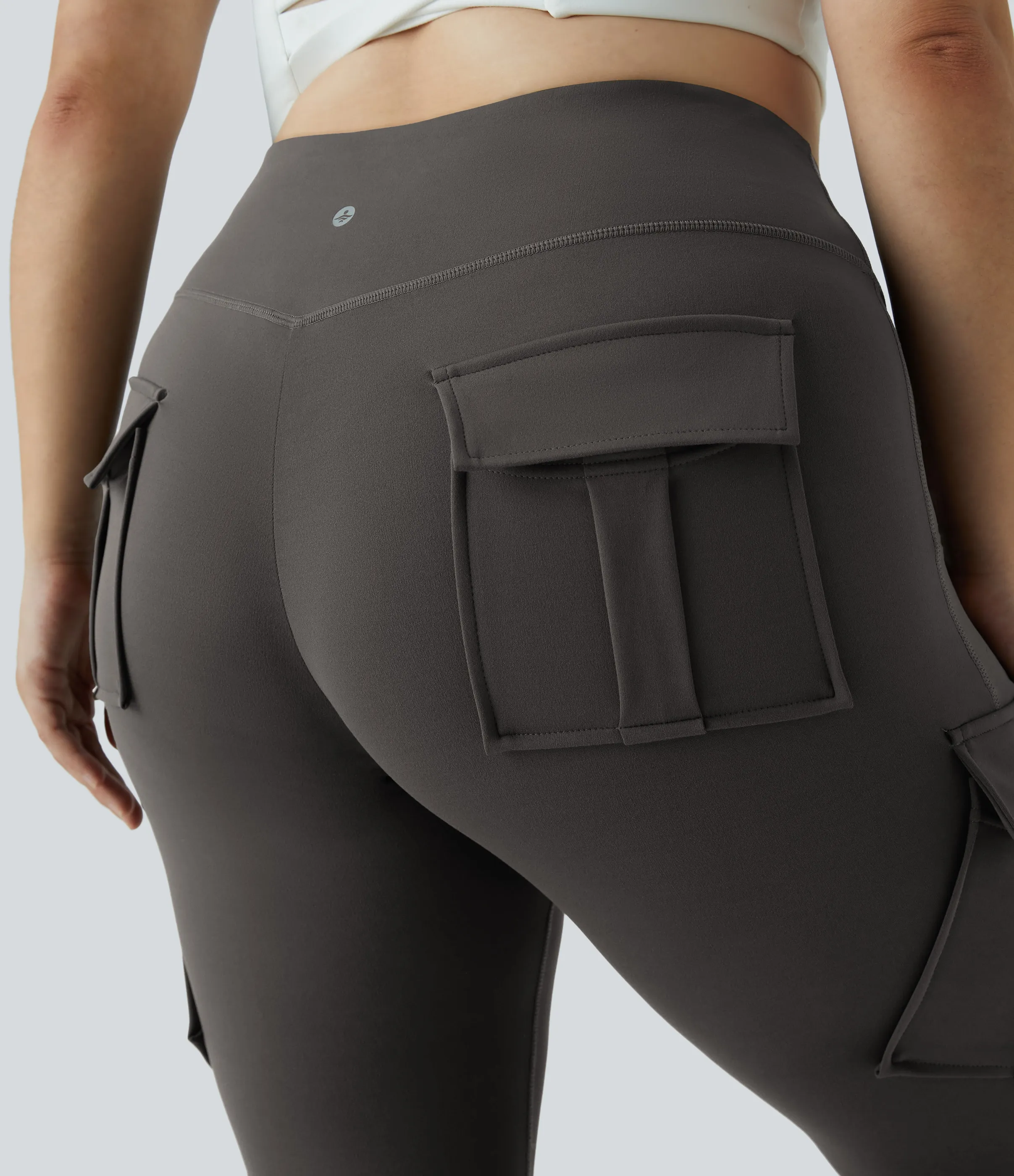 Halara Leggings yoga ajustado bolsillo cargo tiro alto talla grande 7/8 - Deep Red Grey - 3X sold by Halara product image thumbnail 5