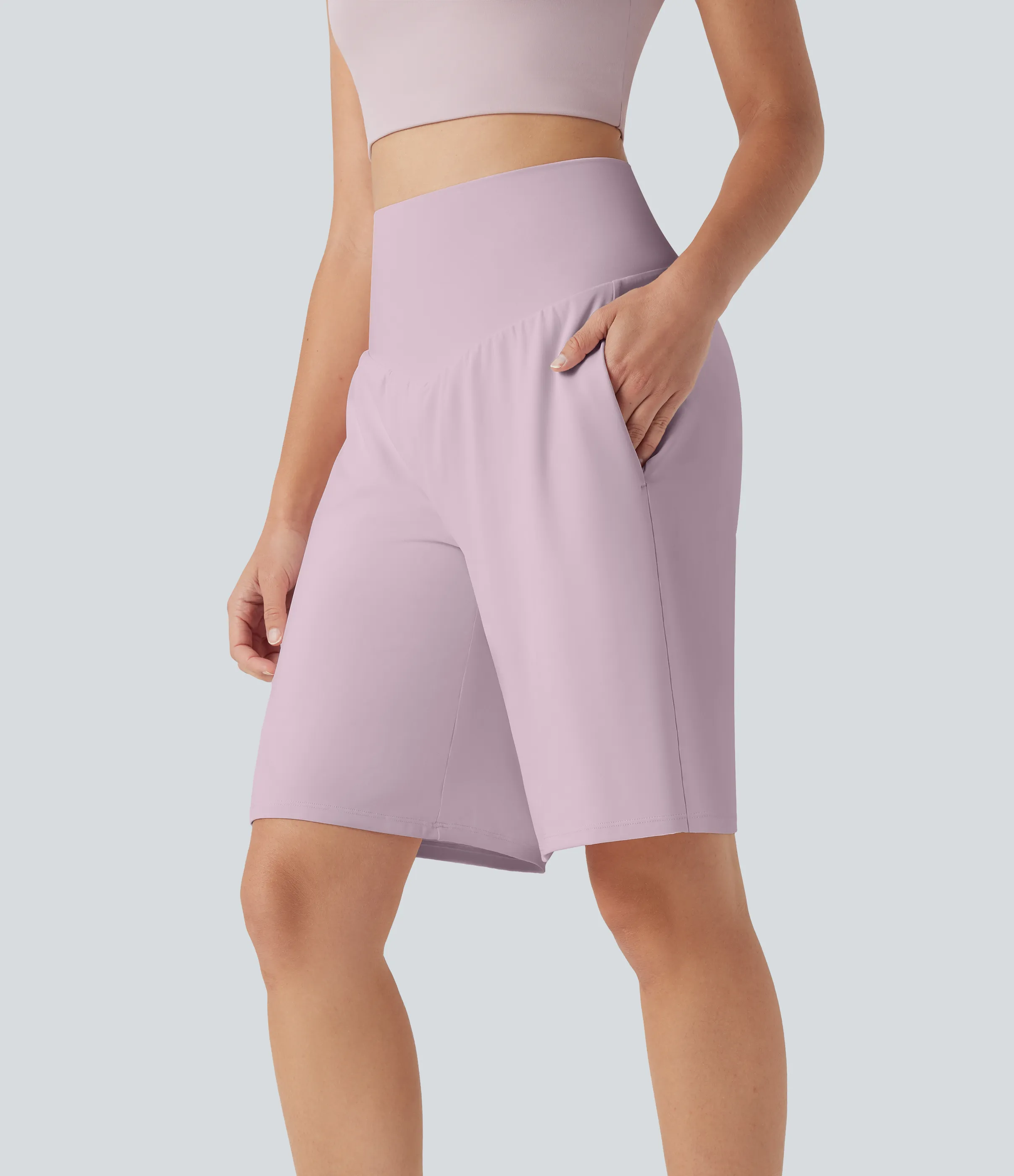 Halara Bermudas Softlyzero™ Airy yoga tiro alto múltiple bolsillo tacto fresco - Pink Purple - L sold by Halara product image thumbnail 4