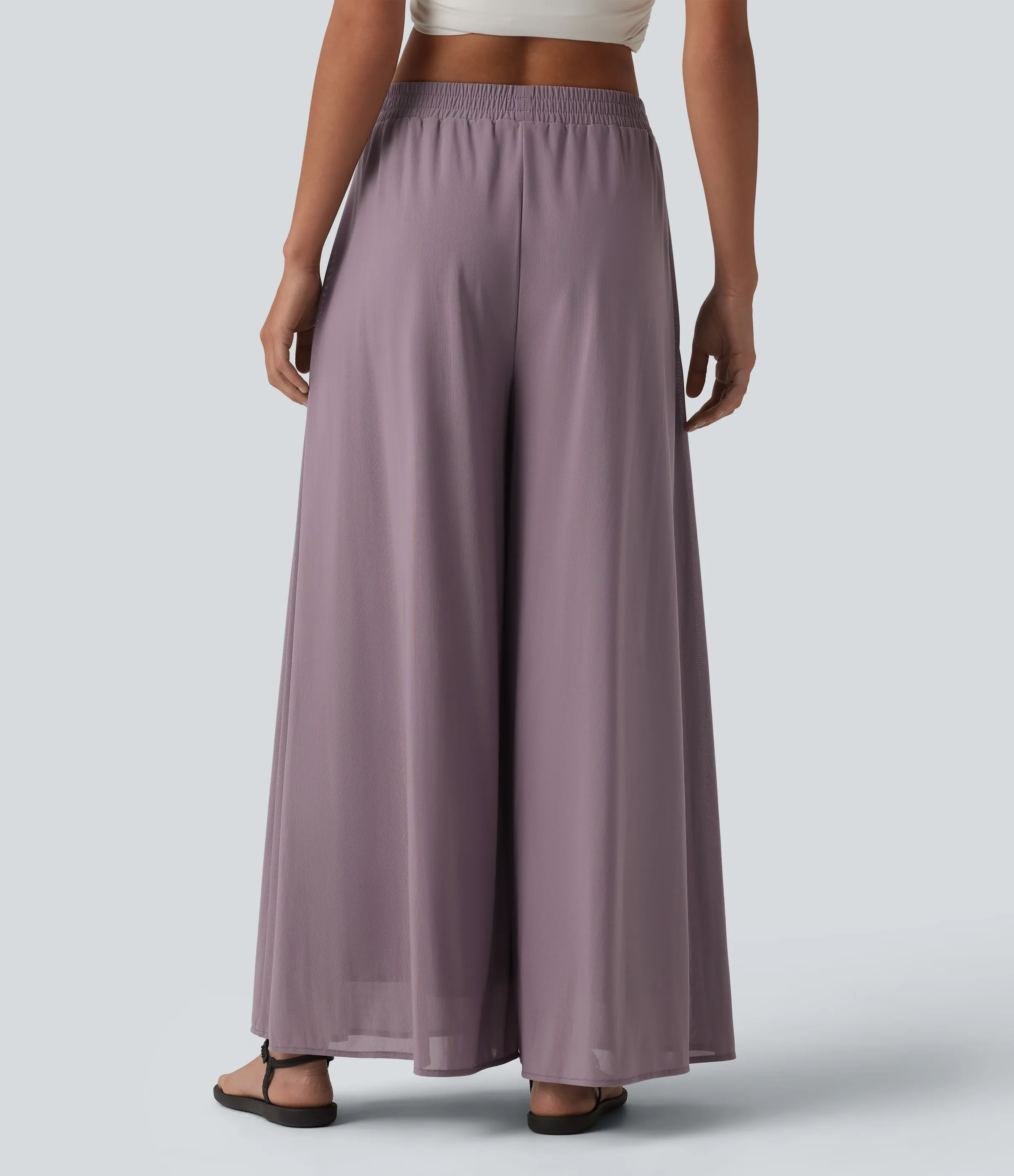 Halara Pantalón pierna ancha superposición malla bolsillo lateral tiro alto - Iris Purple - XS(regular) sold by Halara product image thumbnail 3