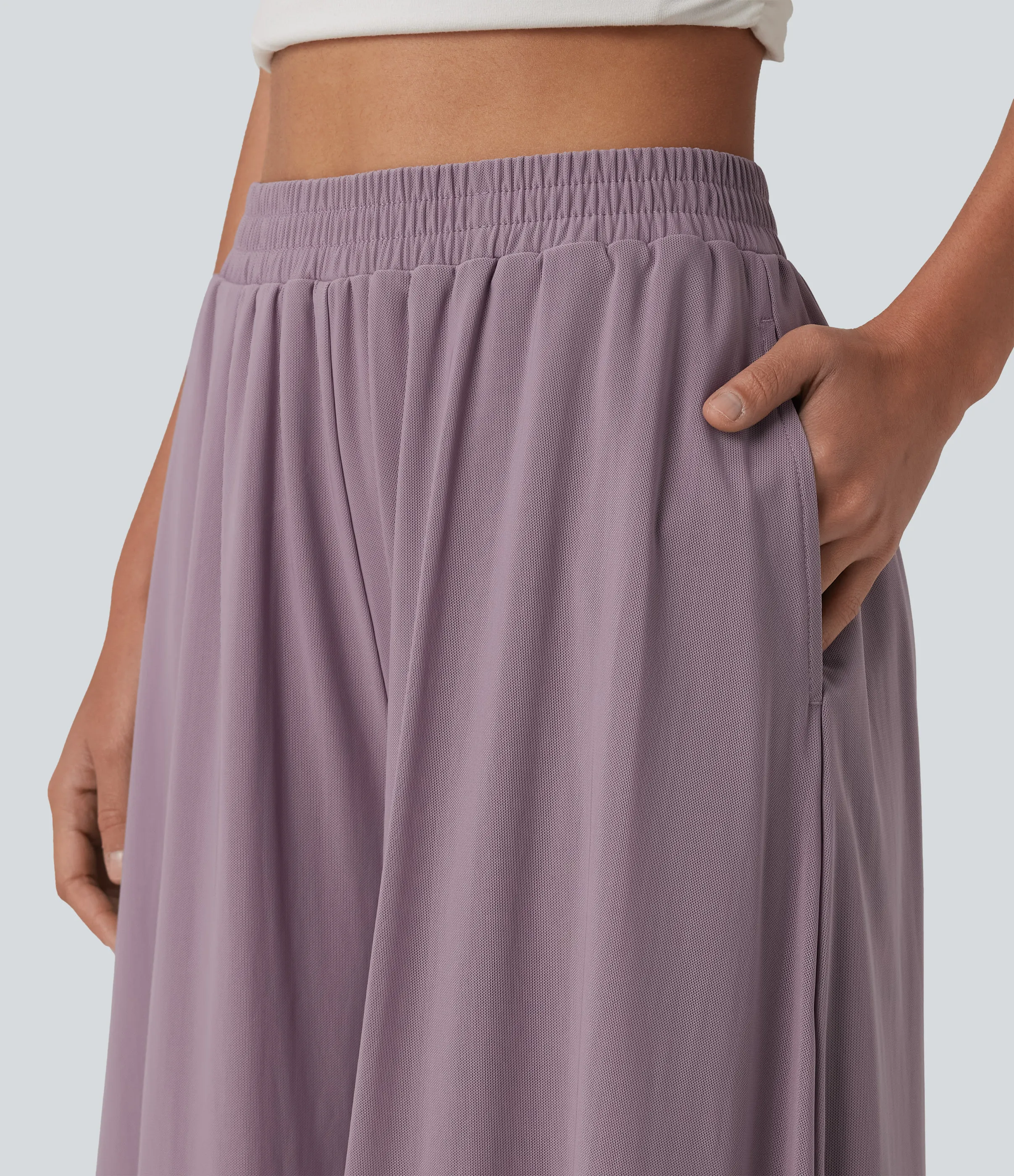 Halara Pantalón pierna ancha superposición malla bolsillo lateral tiro alto - Iris Purple - XS(regular) sold by Halara product image thumbnail 5