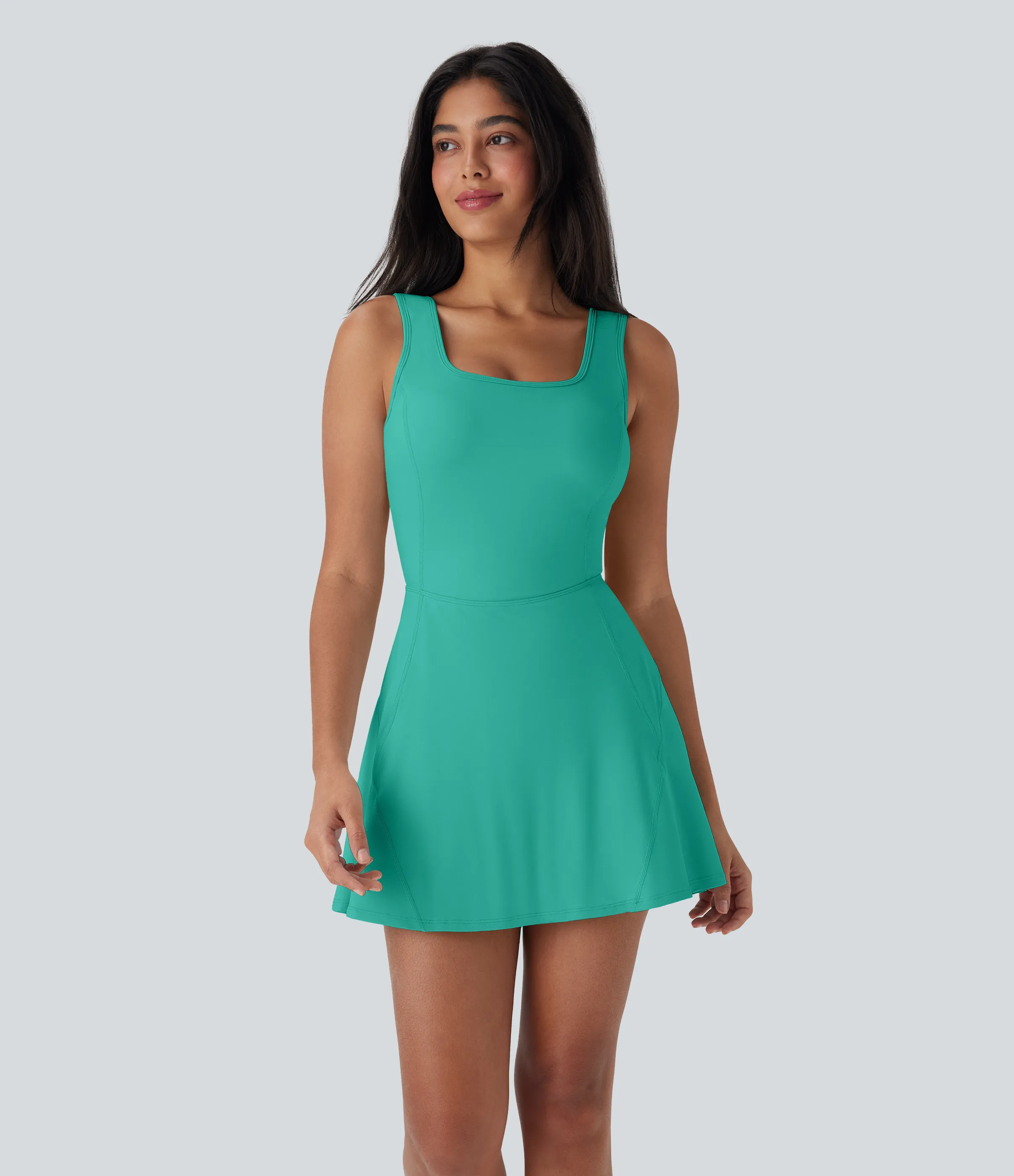 Halara Vestido mini de baile Softlyzero™ Airy 2 en 1 con espalda abierta cruzada y escote en U con bolsillos laterales y fresco al tacto - Easy Peezy - Waterfall - M sold by Halara