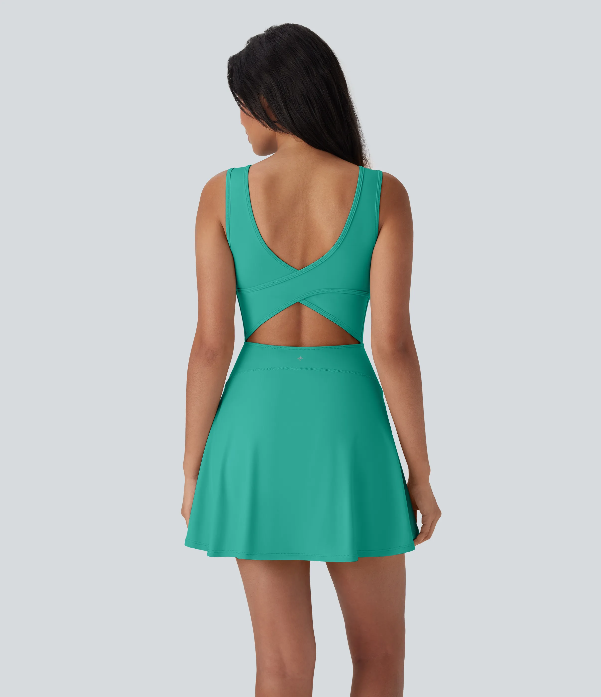 Halara Vestido mini de baile Softlyzero™ Airy 2 en 1 con espalda abierta cruzada y escote en U con bolsillos laterales y fresco al tacto - Easy Peezy - Waterfall - M sold by Halara product image thumbnail 3