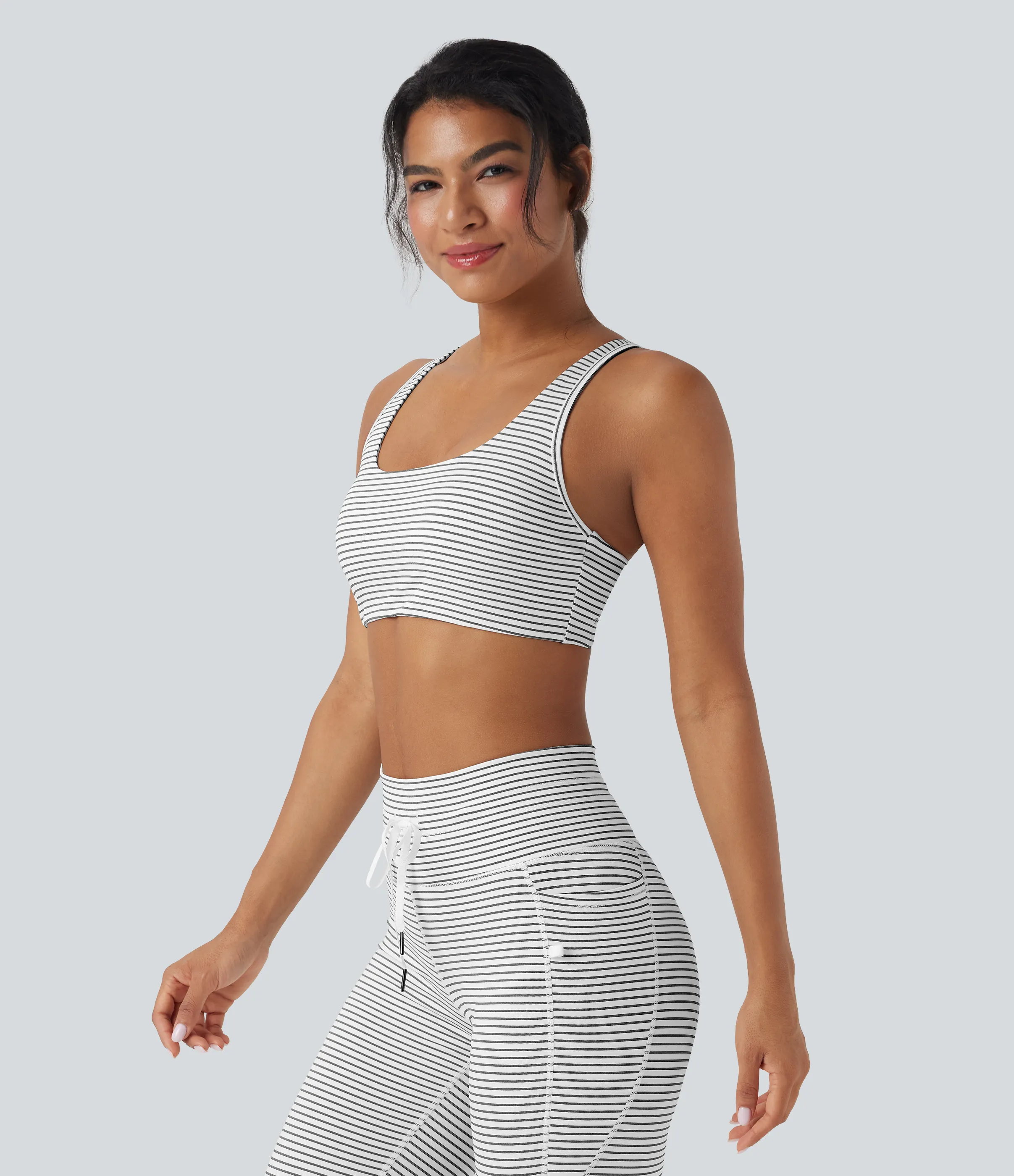 Halara Brasier deportivo de yoga de sujeción baja con escote en U y abertura en copas A-C - Zebra Ripple - S sold by Halara product image thumbnail 4