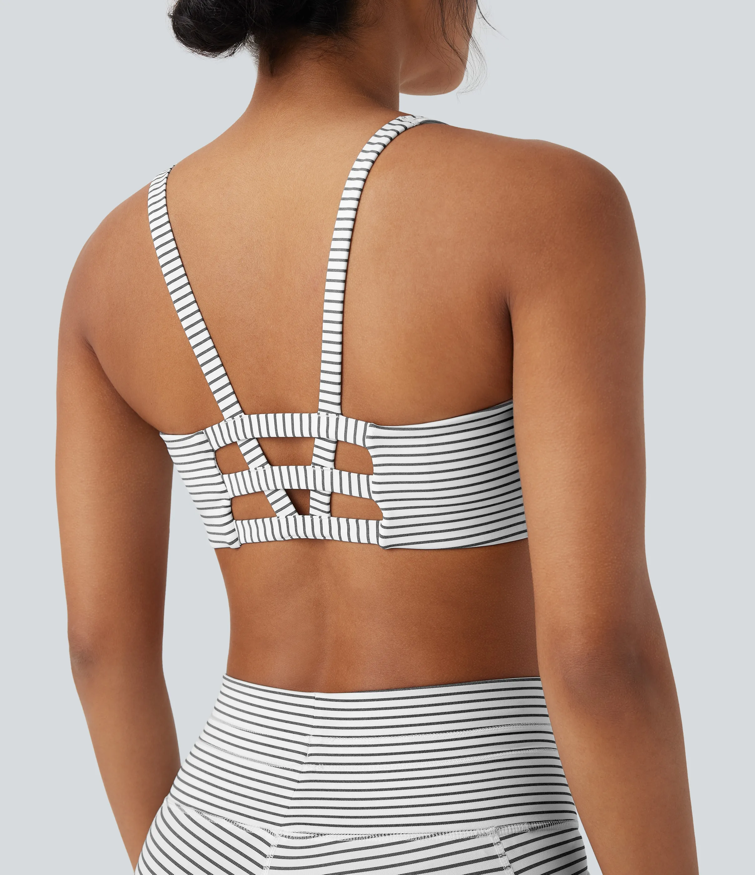 Halara Brasier deportivo de yoga de sujeción baja con escote en U y abertura en copas A-C - Zebra Ripple - S sold by Halara product image thumbnail 5