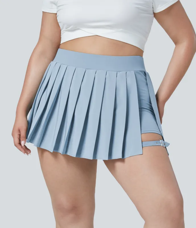 Halara Minifalda Breezeful™ talla grande plisada tiro alto 2 en 1 bolsillo lateral hebilla ajustable secado rápido - Ballad Blue - 1X(regular) made by Halara