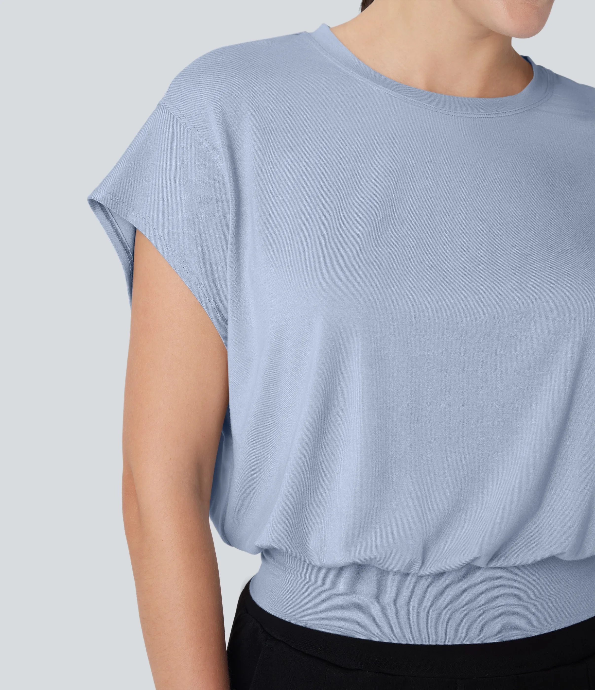 Halara Camiseta de oficina de manga corta de murciélago con cuello redondo - Skyway - L sold by Halara product image thumbnail 5