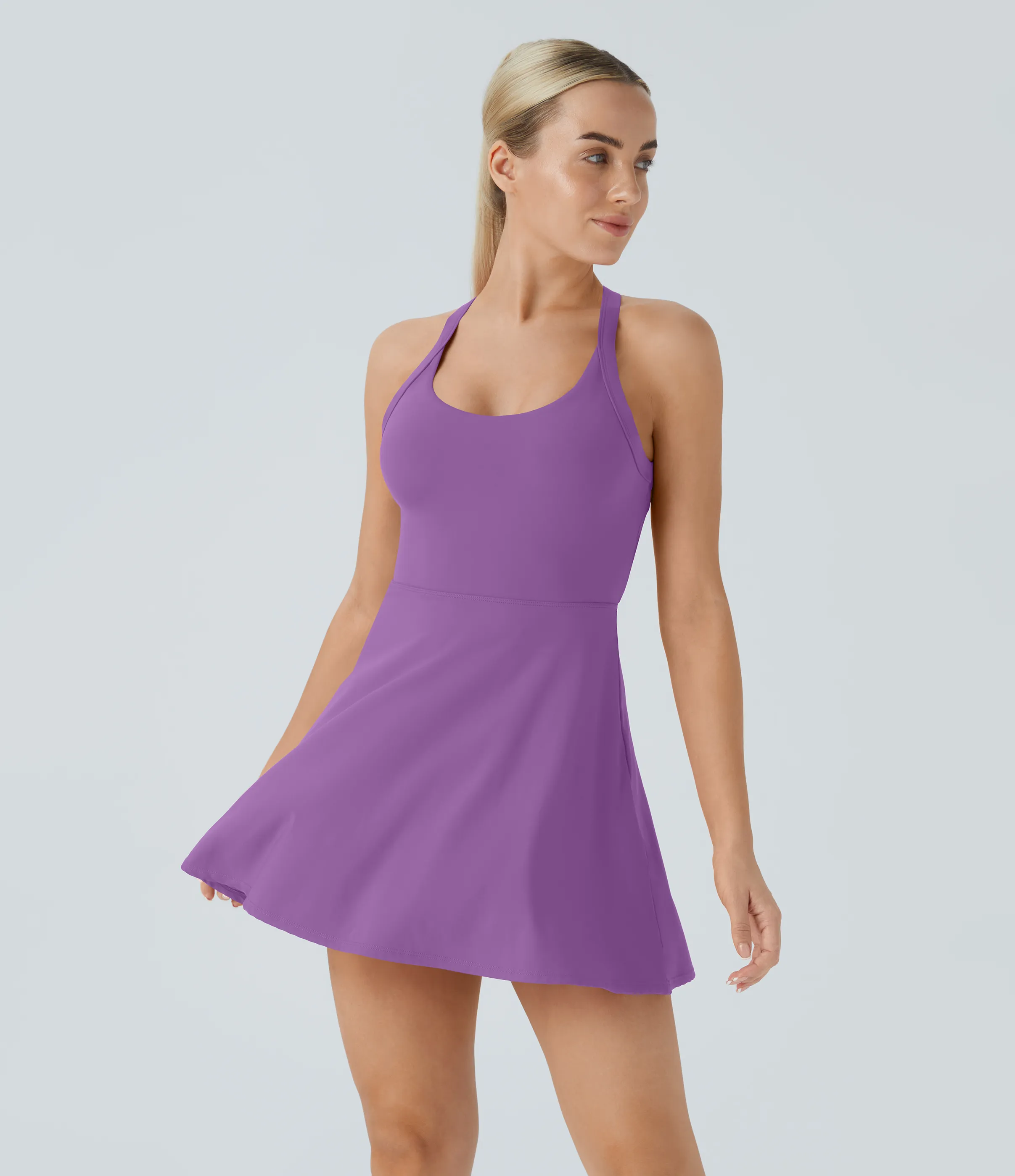 Halara Vestido deportivo sin espalda con diseño retorcido en copas D-F - Dewberry - XS sold by Halara product image thumbnail 3