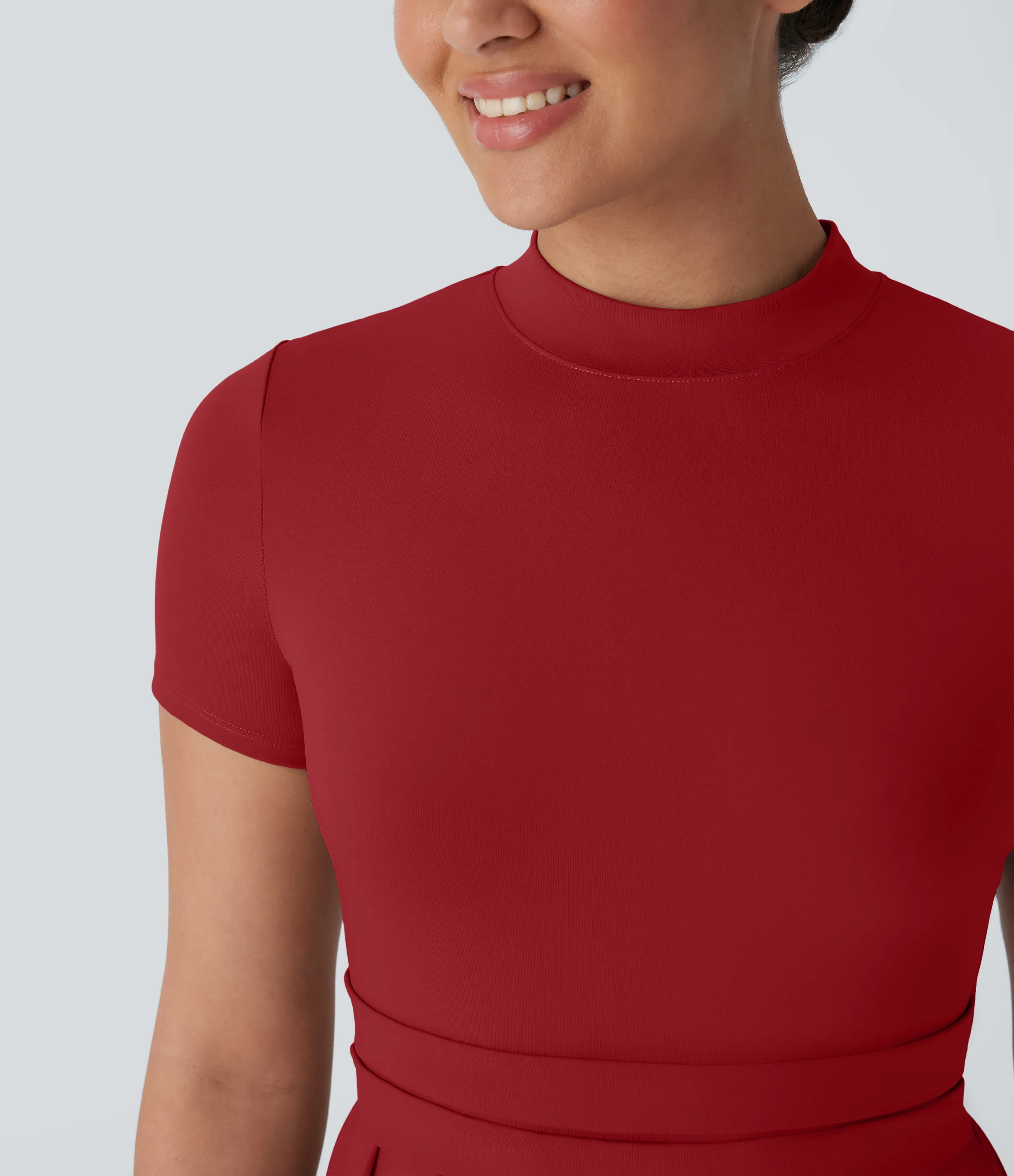 Halara Vestido largo acampanado bolsillo lateral manga corta cuello alto - Emboldened - XL sold by Halara product image thumbnail 5