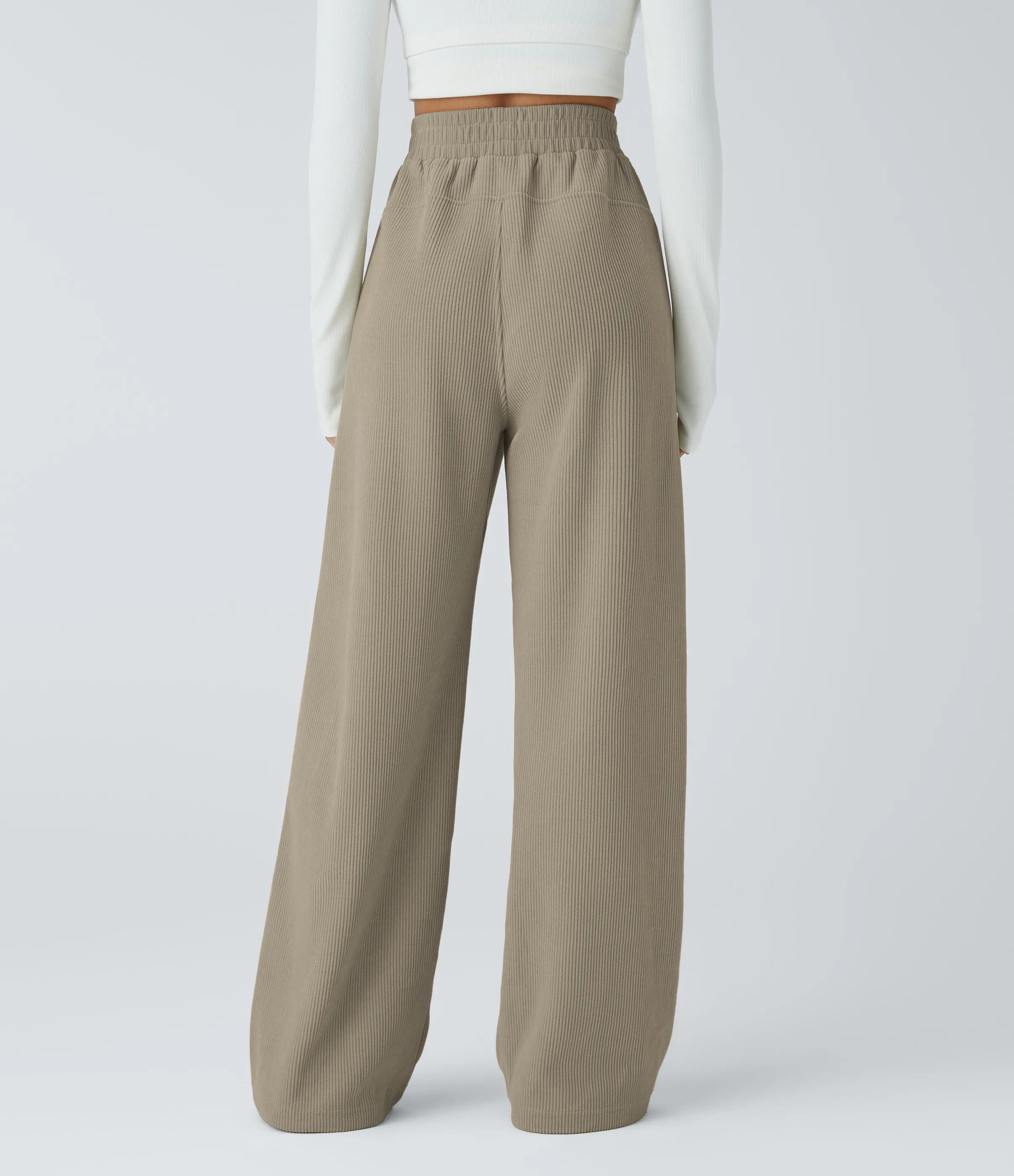 Halara Pantalón pana tiro alto bolsillo lateral pierna recta - Crockery - M(tall) sold by Halara product image thumbnail 3