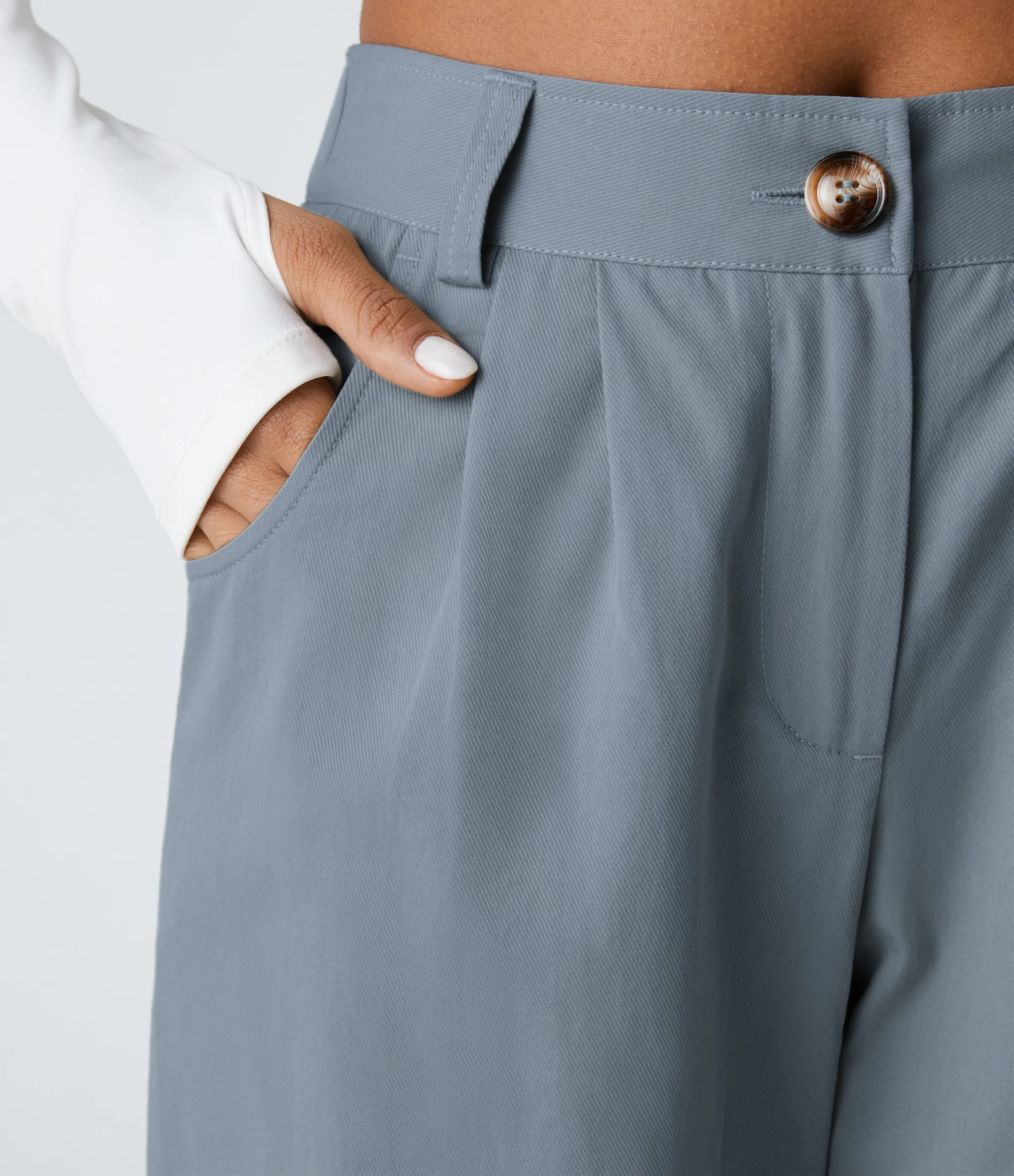 Halara Joggers algodón bolsillo lateral cremallera botón tiro medio - Grisaille - XS(petite) sold by Halara product image thumbnail 5